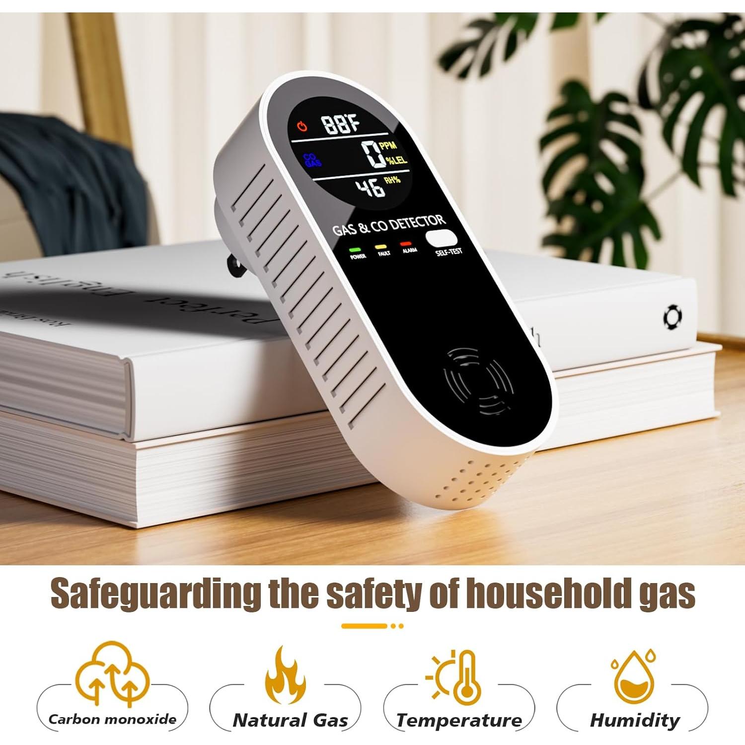 Detector de Gas Natural y Monóxido de Carbono HAOKESITE 4 en 1