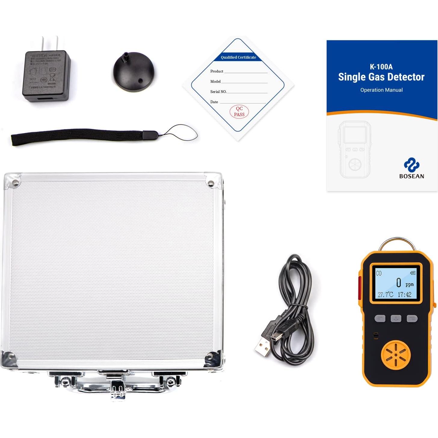 Detector de Gas CO Bosean K-100A Portátil Recargable