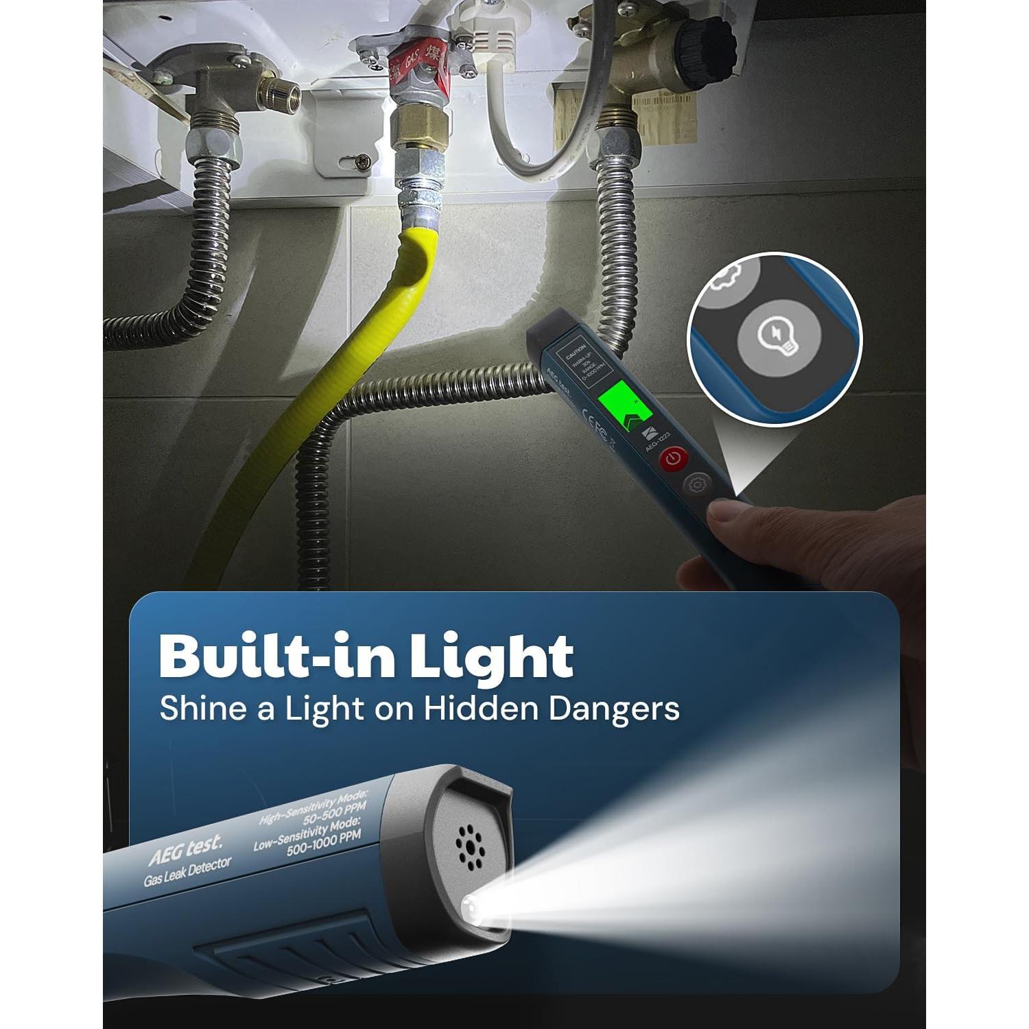 Detector de Fugas de Gas AEG-1223 con Alarma y Luz LED