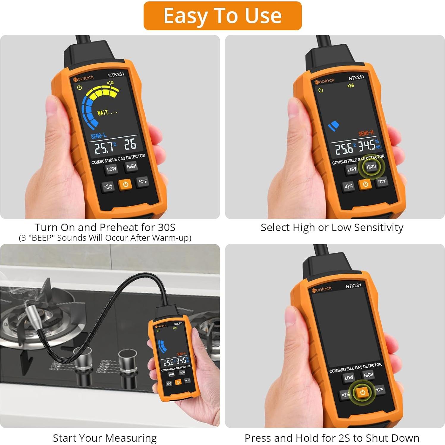 Detector de Fugas de Gas Neoteck NTK261 con Alarma Auditiva