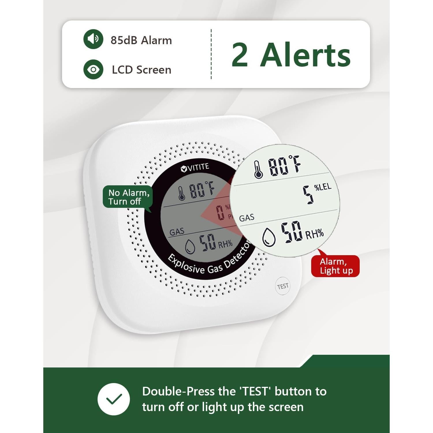 Detector de Gas Natural y Propano VITITE YC302 Pro 3 en 1