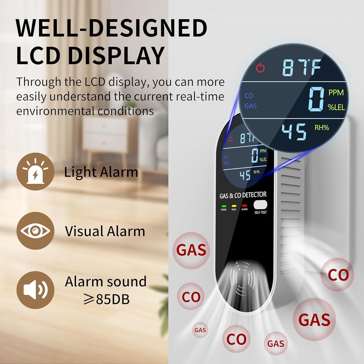 Detector de Gas Natural y Monóxido Sooguard KH158 4 en 1