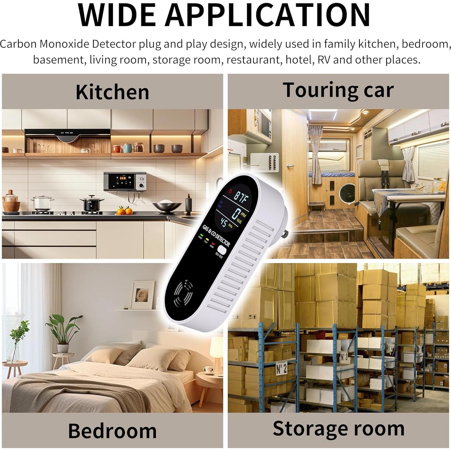 Detector de Gas Natural y Monóxido Sooguard KH158 4 en 1