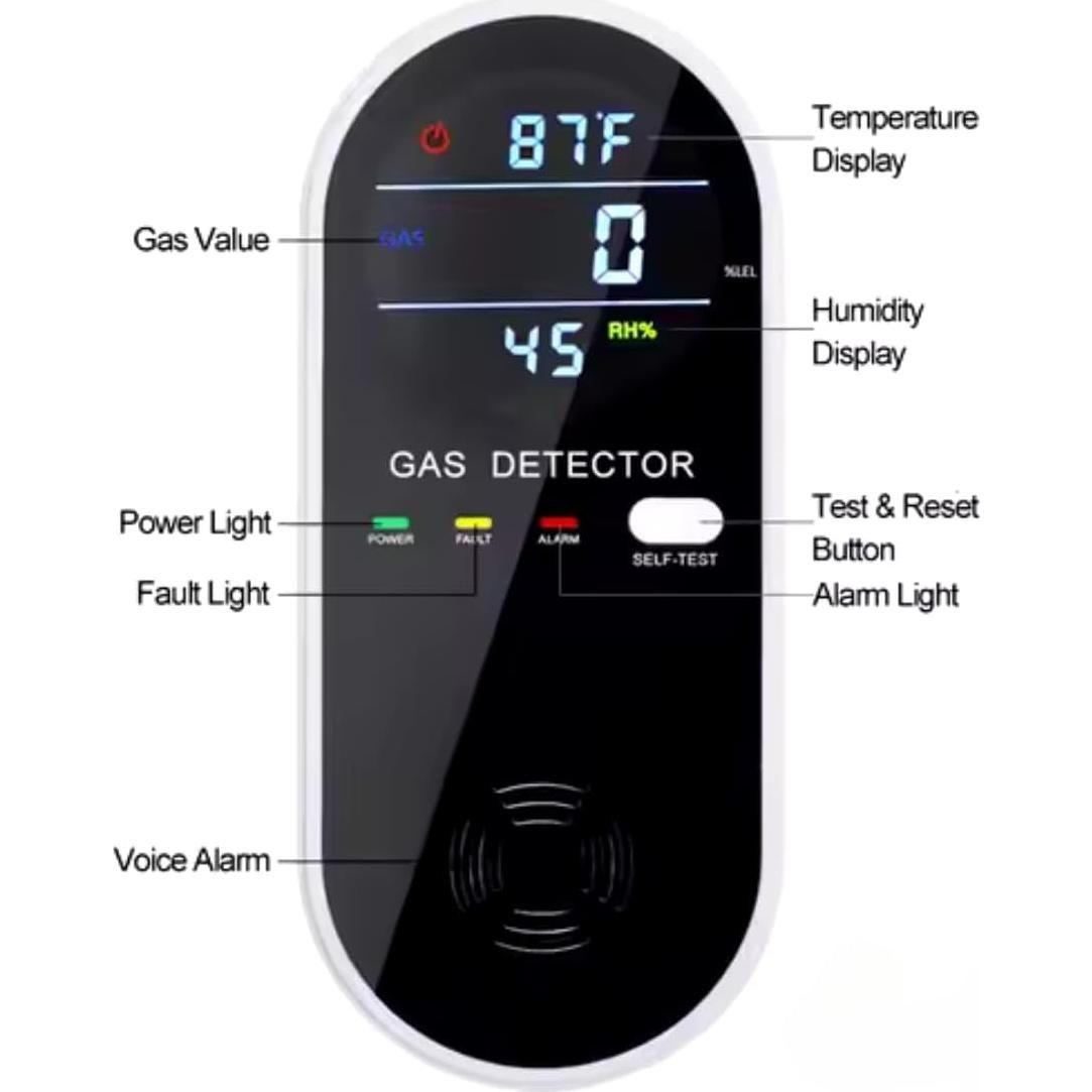 Detector de Gas Natural 3-en-1 Genérico KH107 con LCD