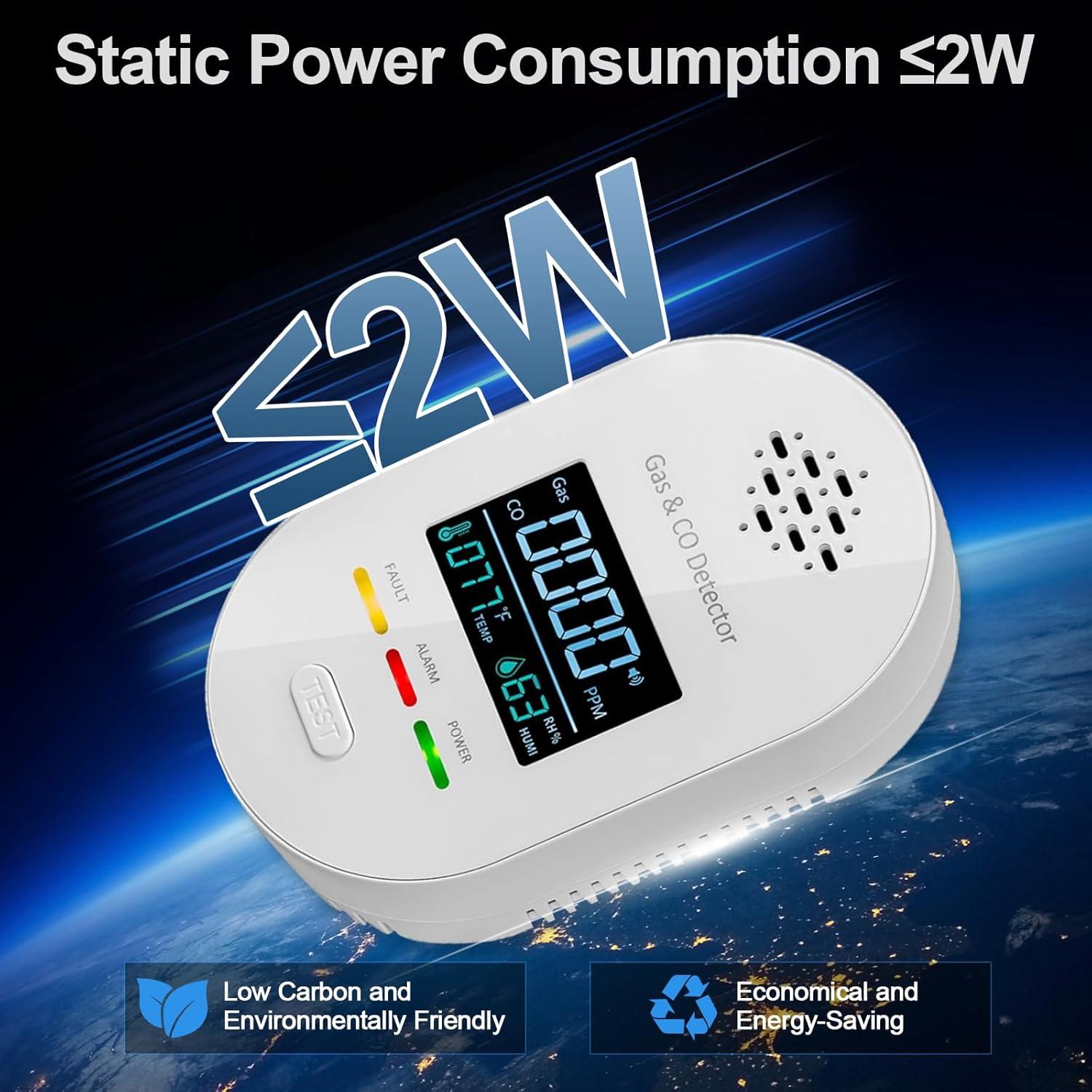 Detector de Fugas de Gas Natural y Monóxido de Carbono Bestechy XY-CTW01