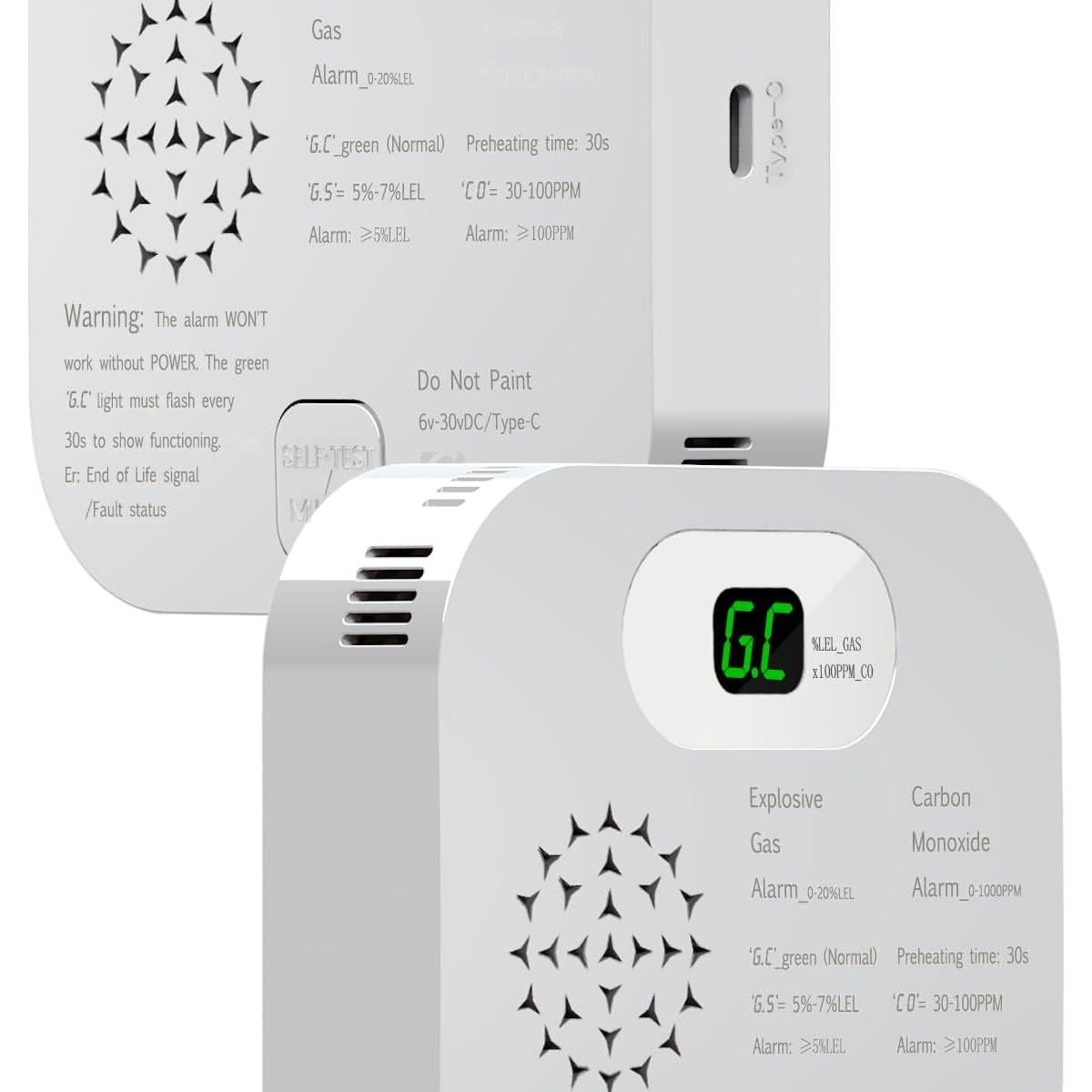 Alarma de Monóxido de Carbono y Gas CAZONER GC580 10 Años