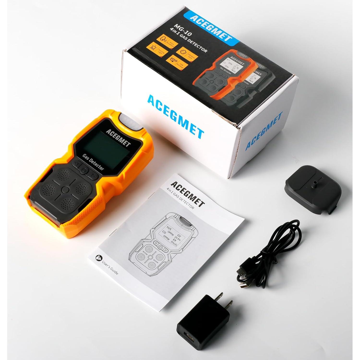 Detector de Gas ACEGMET 4 Gases H2S, O2, CO, LEL Recargable