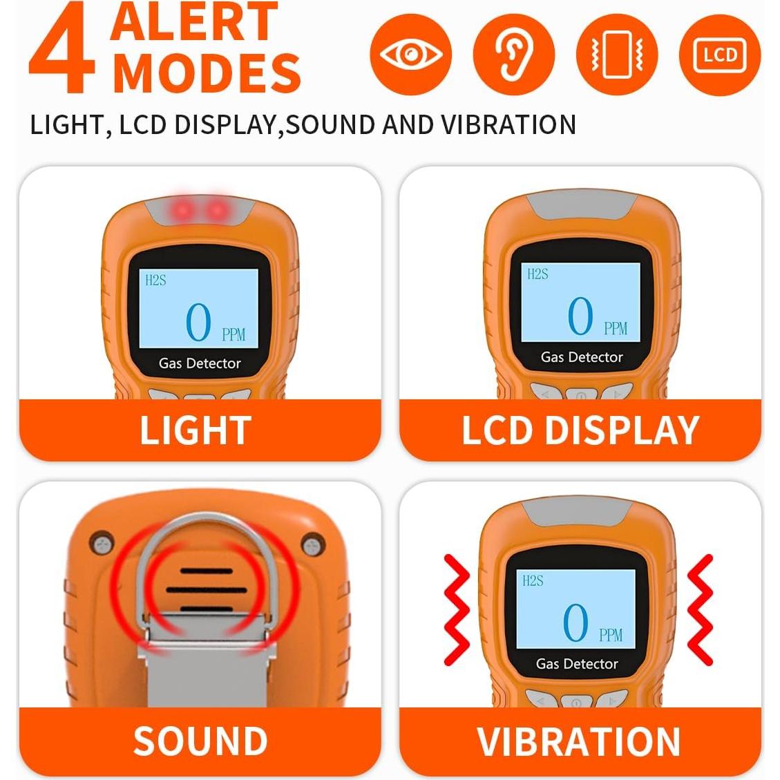 Detector de Gas H2S Portátil Sooguard - Alarma Sonora y Visual
