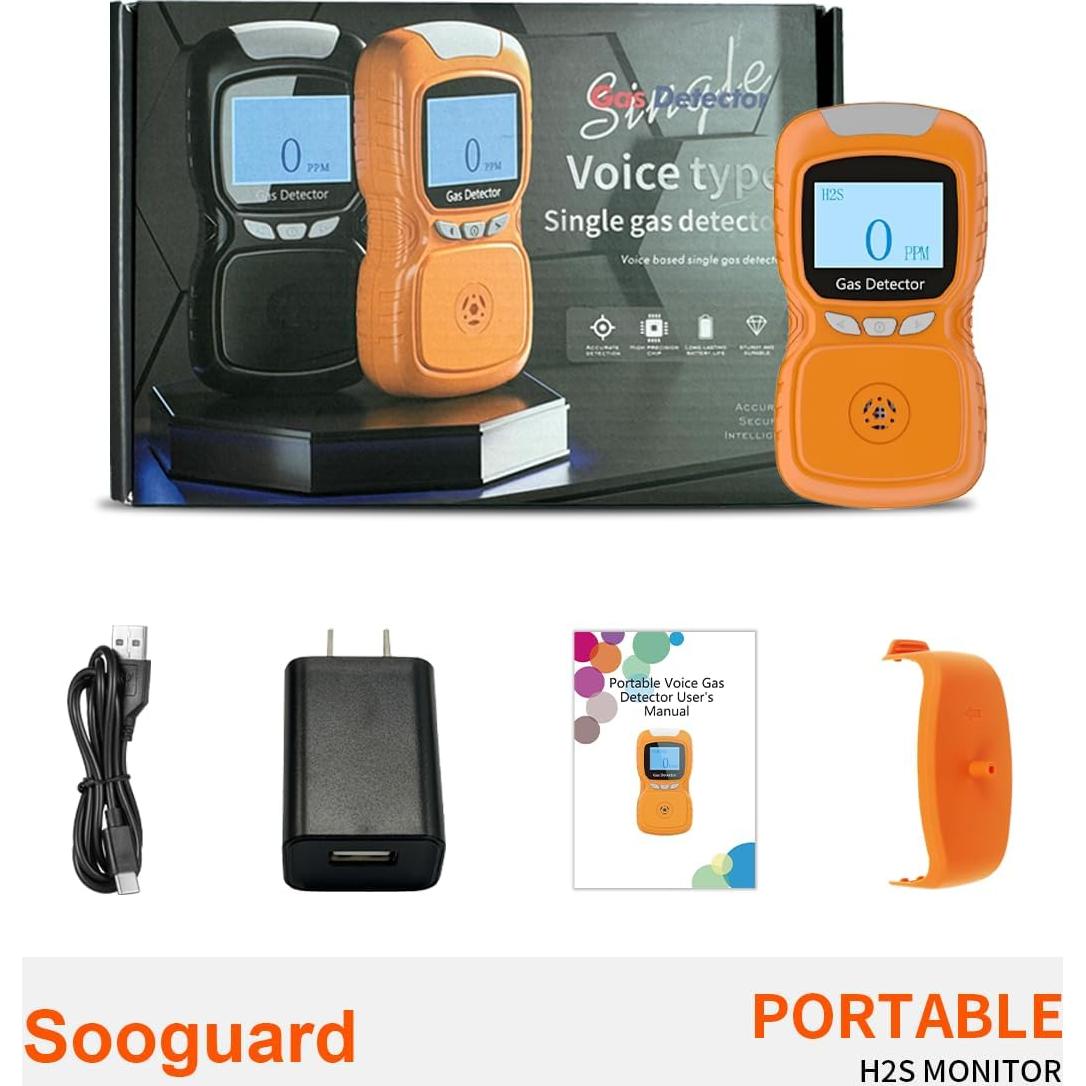 Detector de Gas H2S Portátil Sooguard - Alarma Sonora y Visual