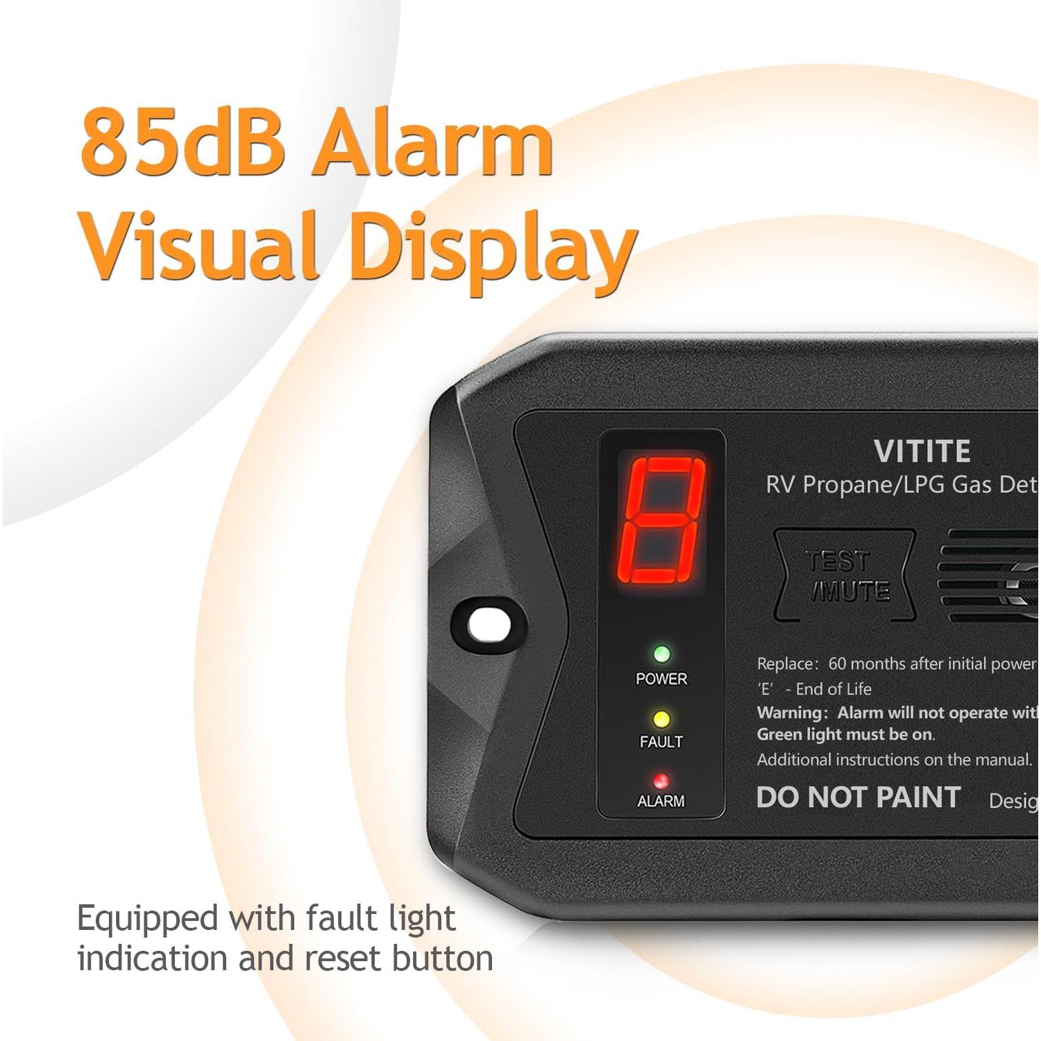 Detector de Gas Propano VITITE R501 Digital 12V Montaje Empotrado