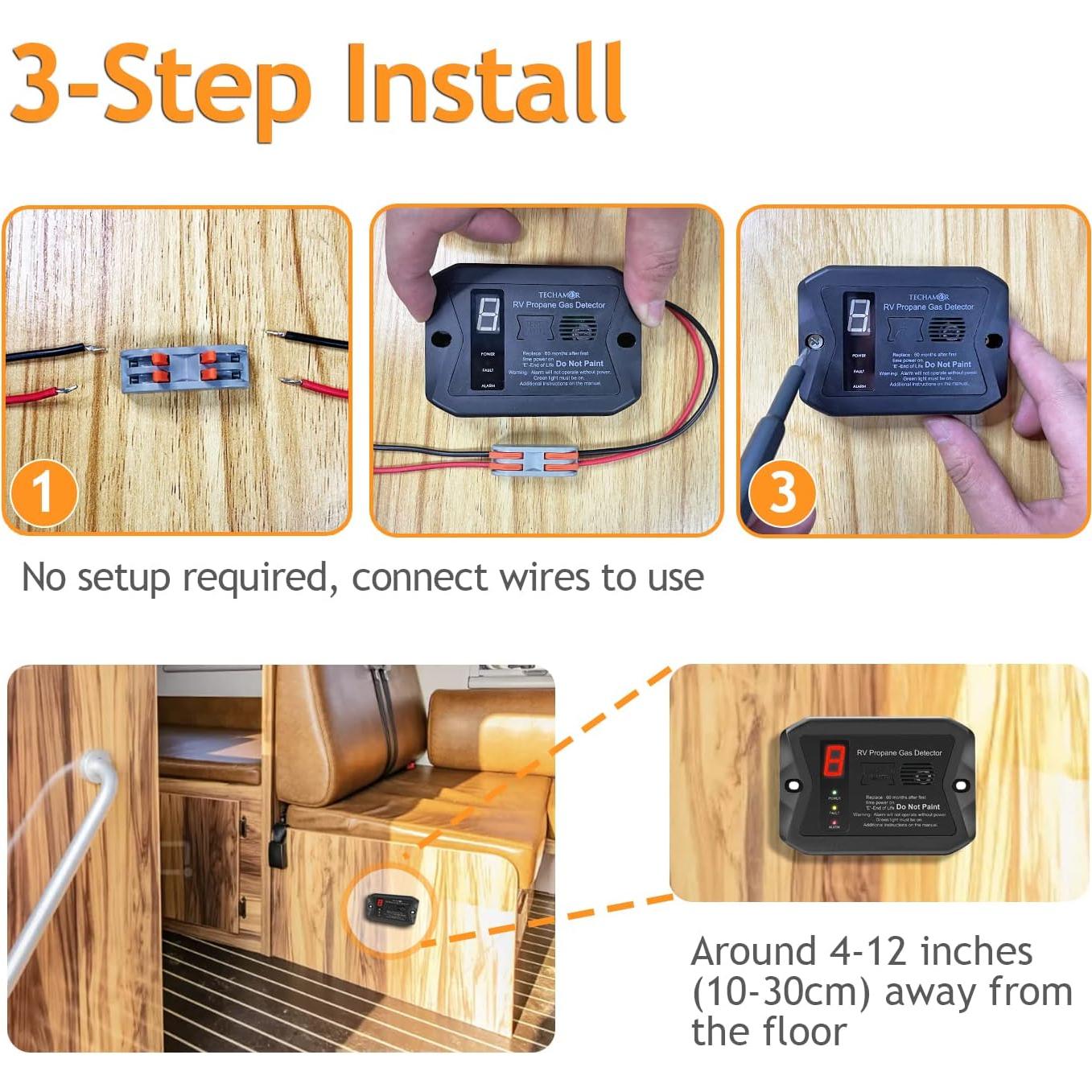 Detector de Gas Propano VITITE R501 Digital 12V Montaje Empotrado