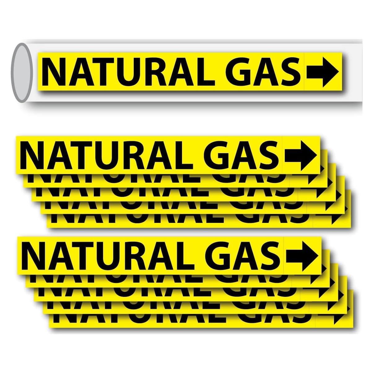 Etiquetas de Tubería de Gas Natural Wrapco - Paquete de 10