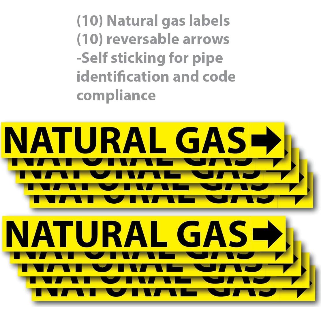 Etiquetas de Tubería de Gas Natural Wrapco - Paquete de 10