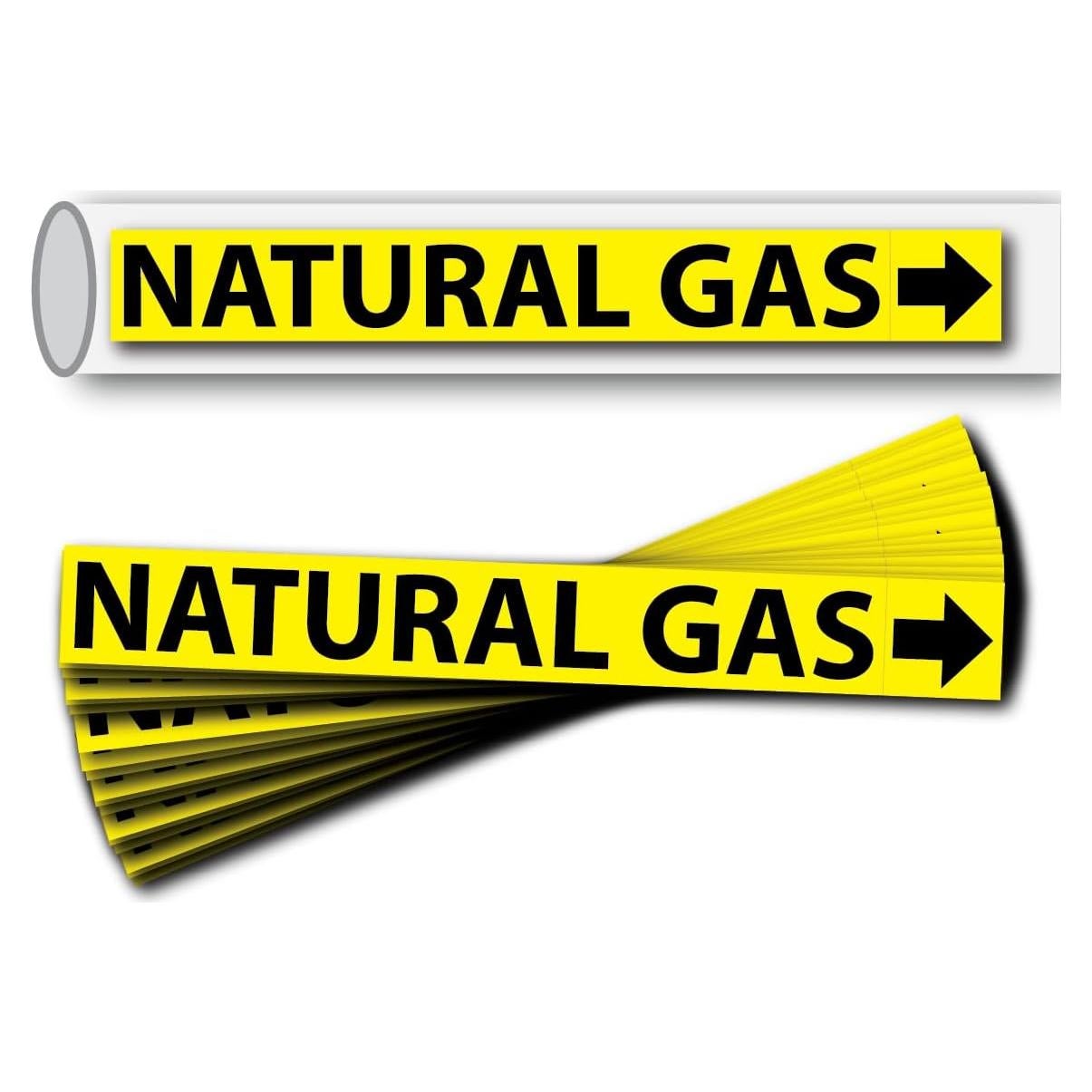 Etiquetas de Tubería de Gas Natural Wrapco 25 Pack Autoadhesivas
