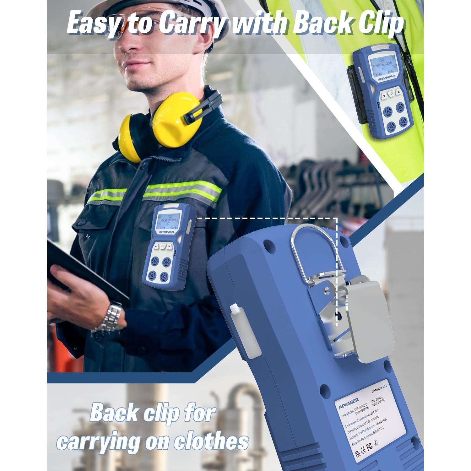 Detector de Gas APOWER GD-2 4 Gases H2S CO LEL O2 Portátil