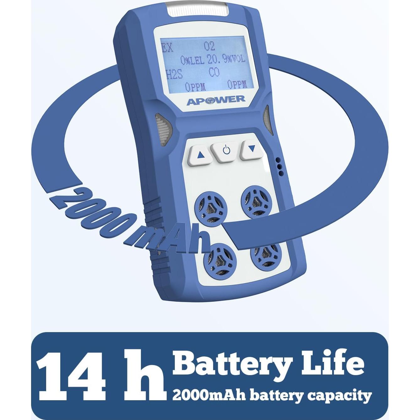 Detector de Gas APOWER GD-2 4 Gases H2S CO LEL O2 Portátil