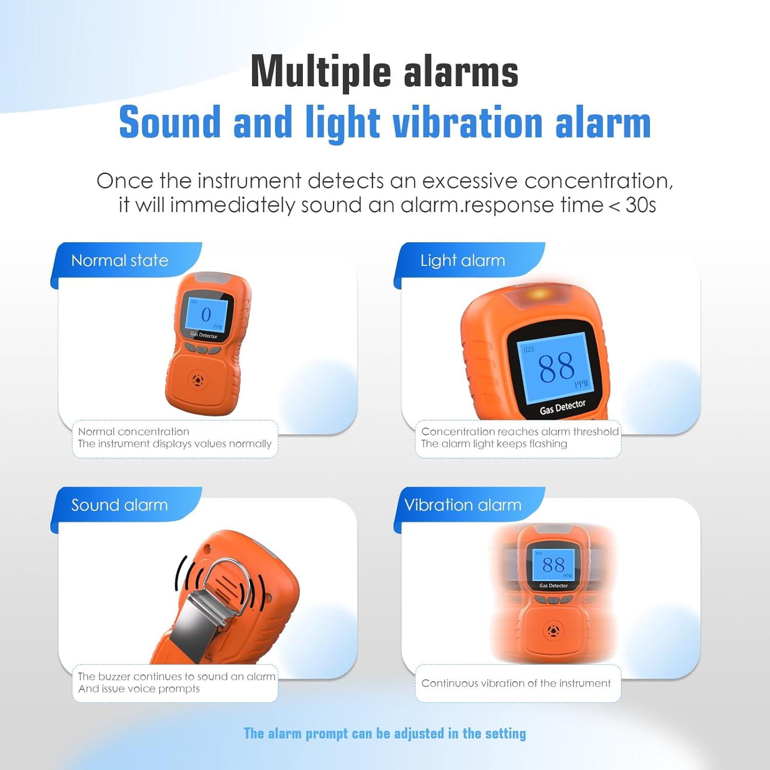 Detector de Gas H2S Genérico Portátil Clip On Impermeable