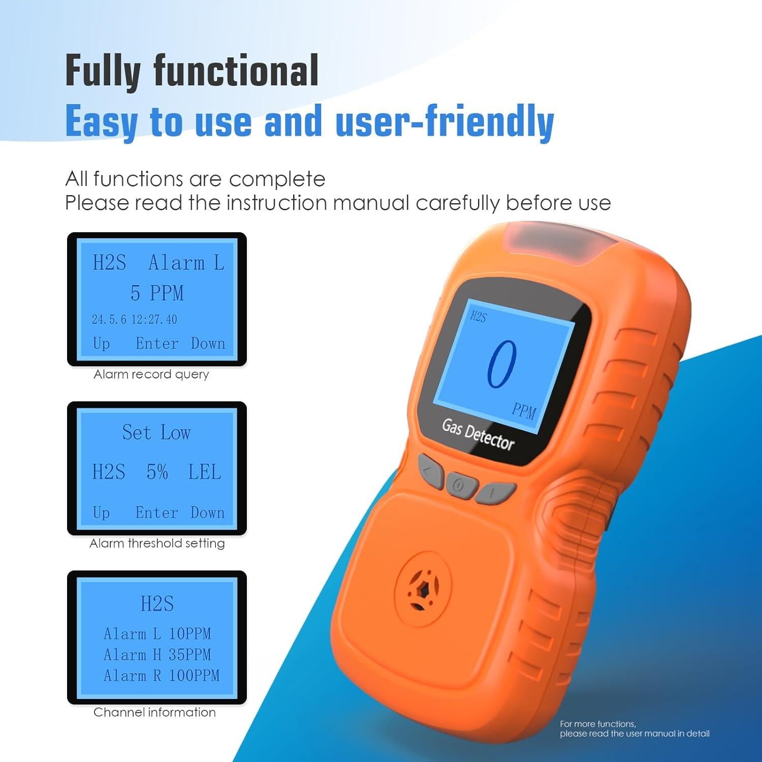 Detector de Gas H2S Genérico Portátil Clip On Impermeable