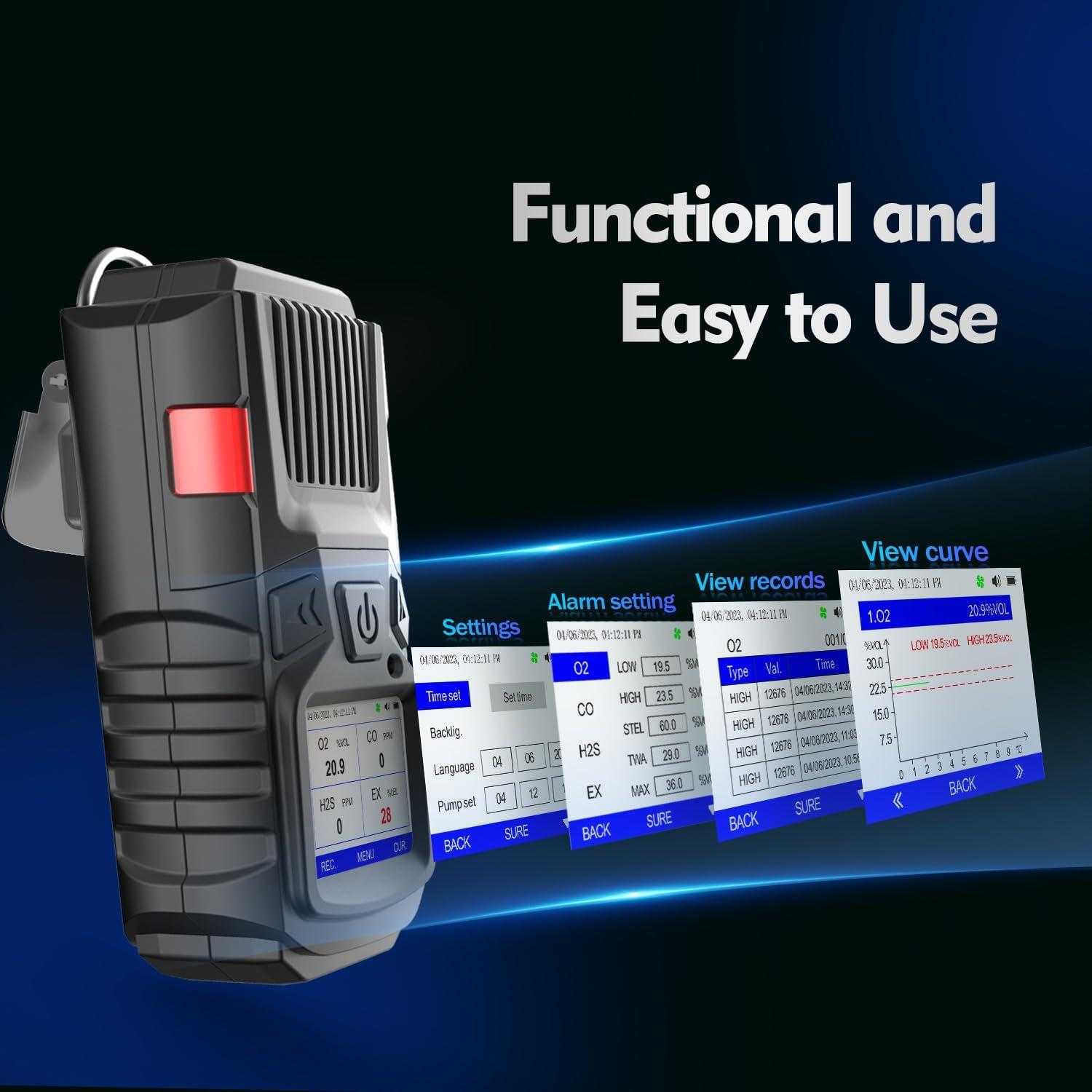 Detector de Gas Multi Gas Forsensal FS11301 4 Gases Portátil