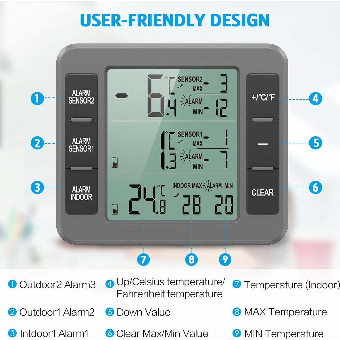 Termómetro Inalámbrico AMIR para Refrigerador y Congelador