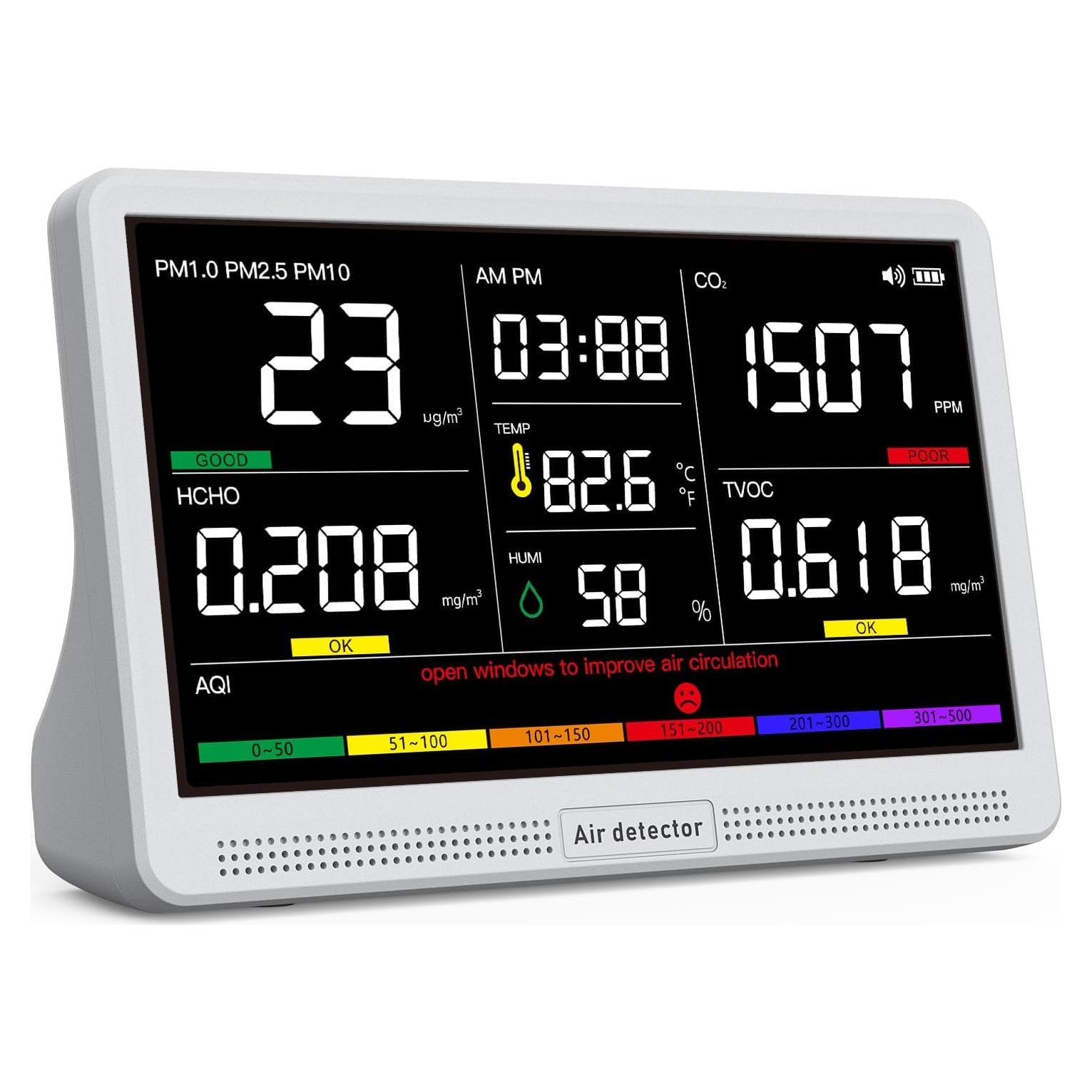 Monitor de Calidad del Aire 16 en 1 YNAK con Pantalla 7"