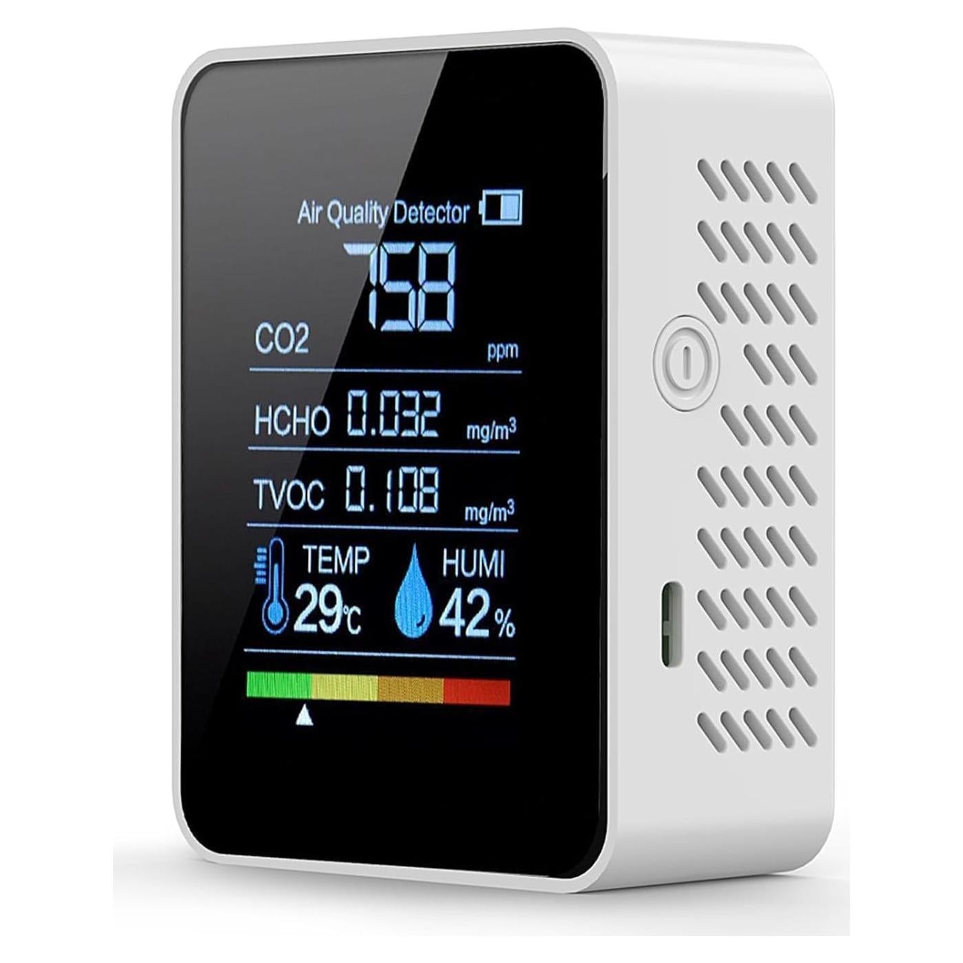 Monitor de Calidad del Aire 5 en 1 Loovett Blanco - CO2, HCHO, TVOC