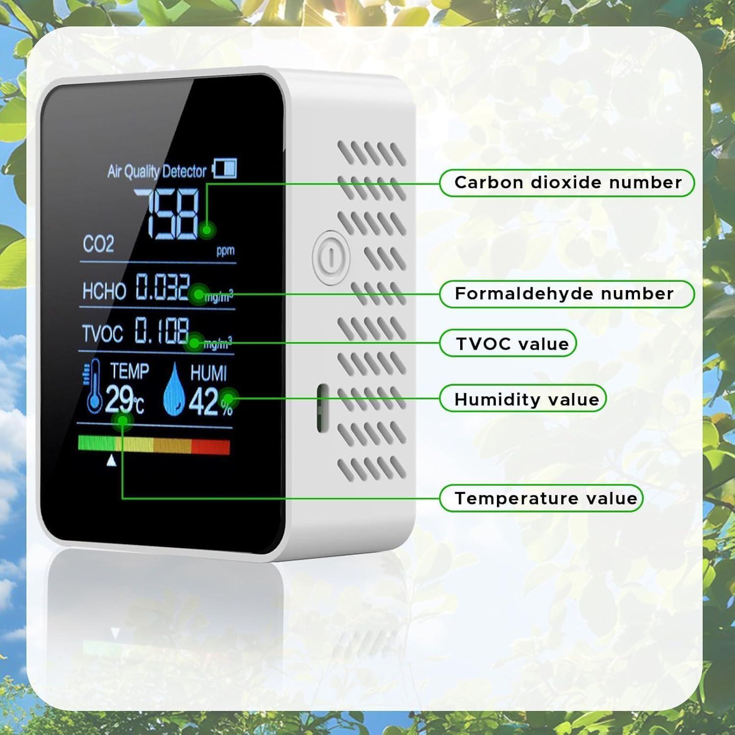 Monitor de Calidad del Aire 5 en 1 Loovett Blanco - CO2, HCHO, TVOC