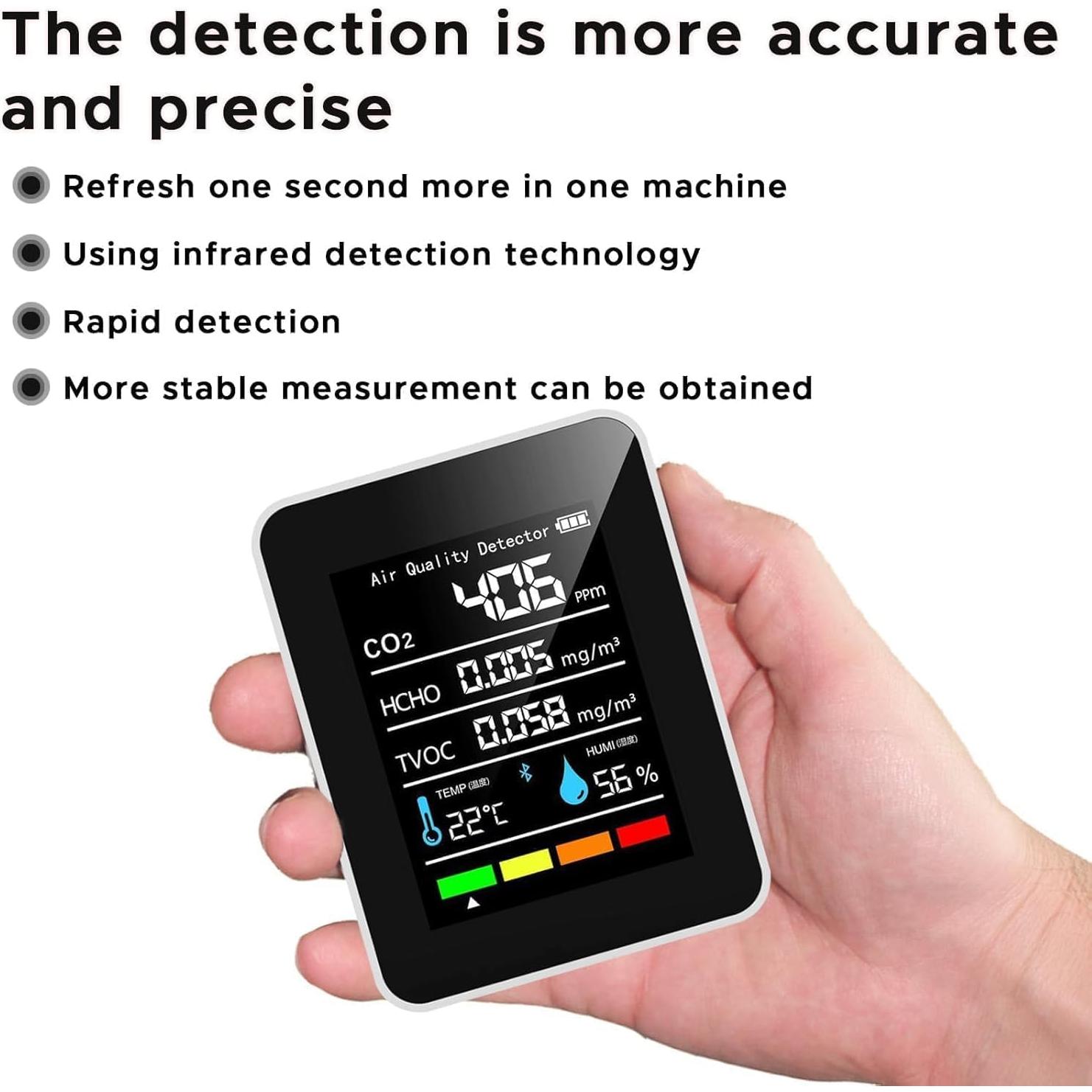 Monitor de Calidad del Aire 5 en 1 Loovett Blanco - CO2, HCHO, TVOC