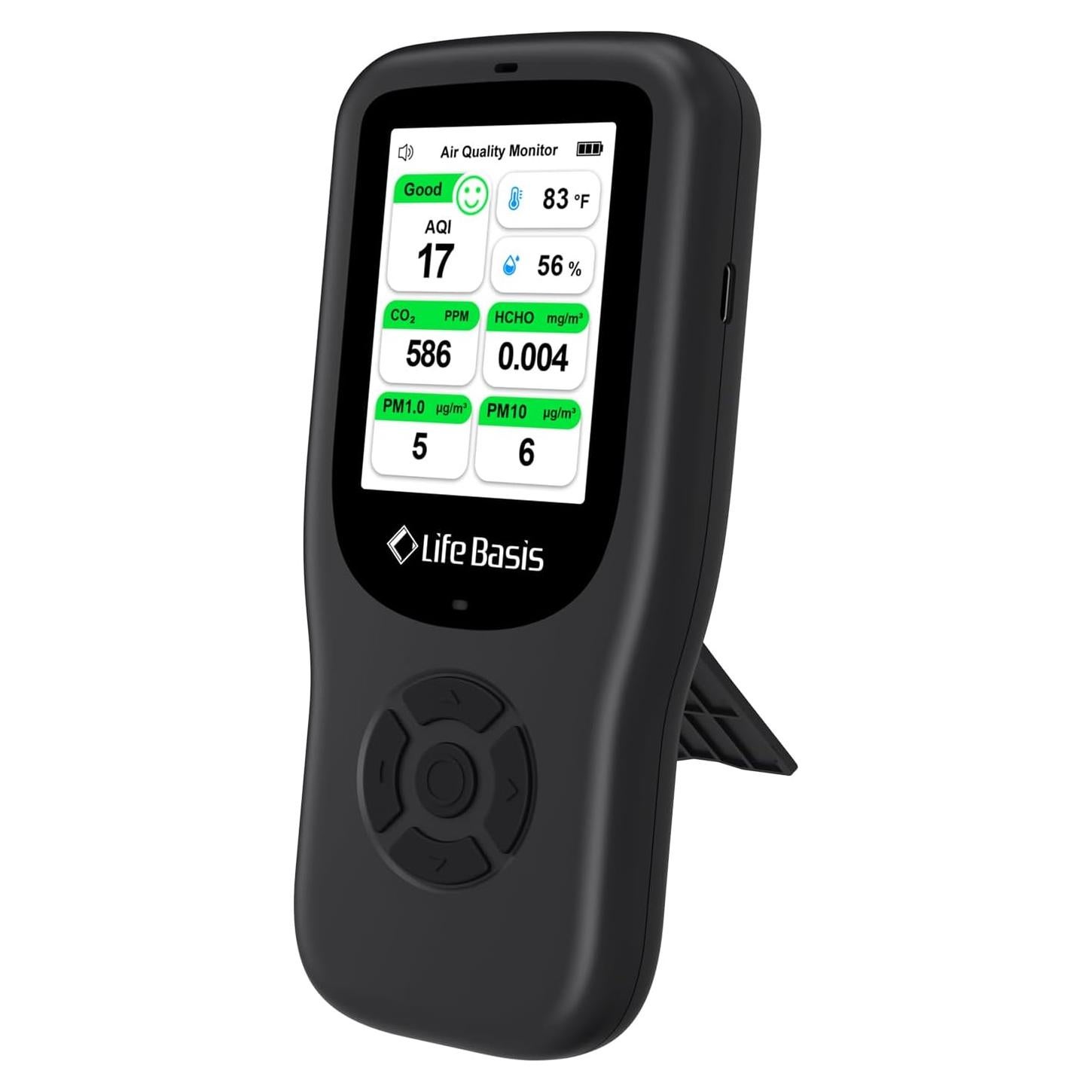 Monitor de Calidad del Aire LifeBasis 11-en-1 Portátil Negro