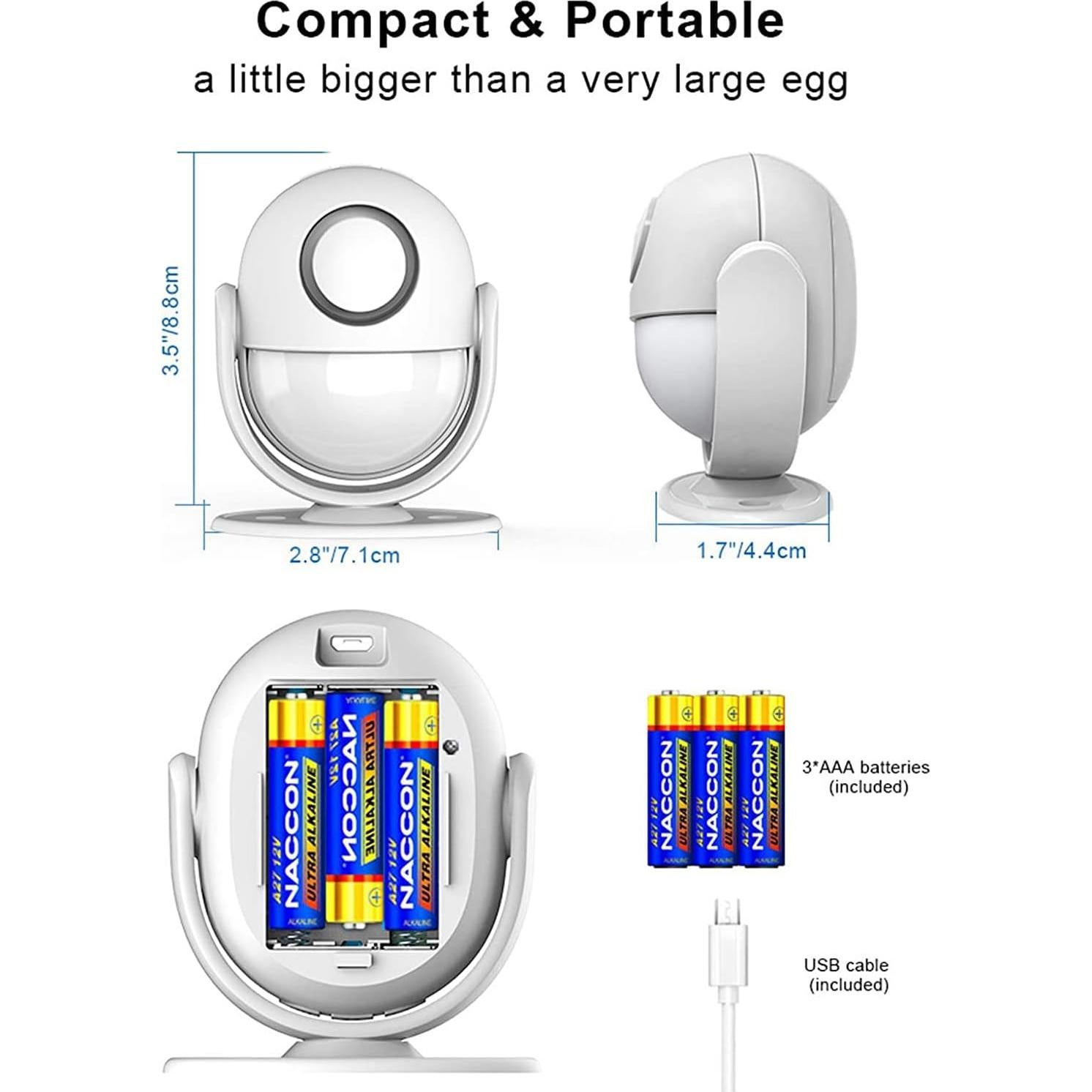 Alarma de Movimiento Inalámbrica AMHEY 125dB Control Remoto