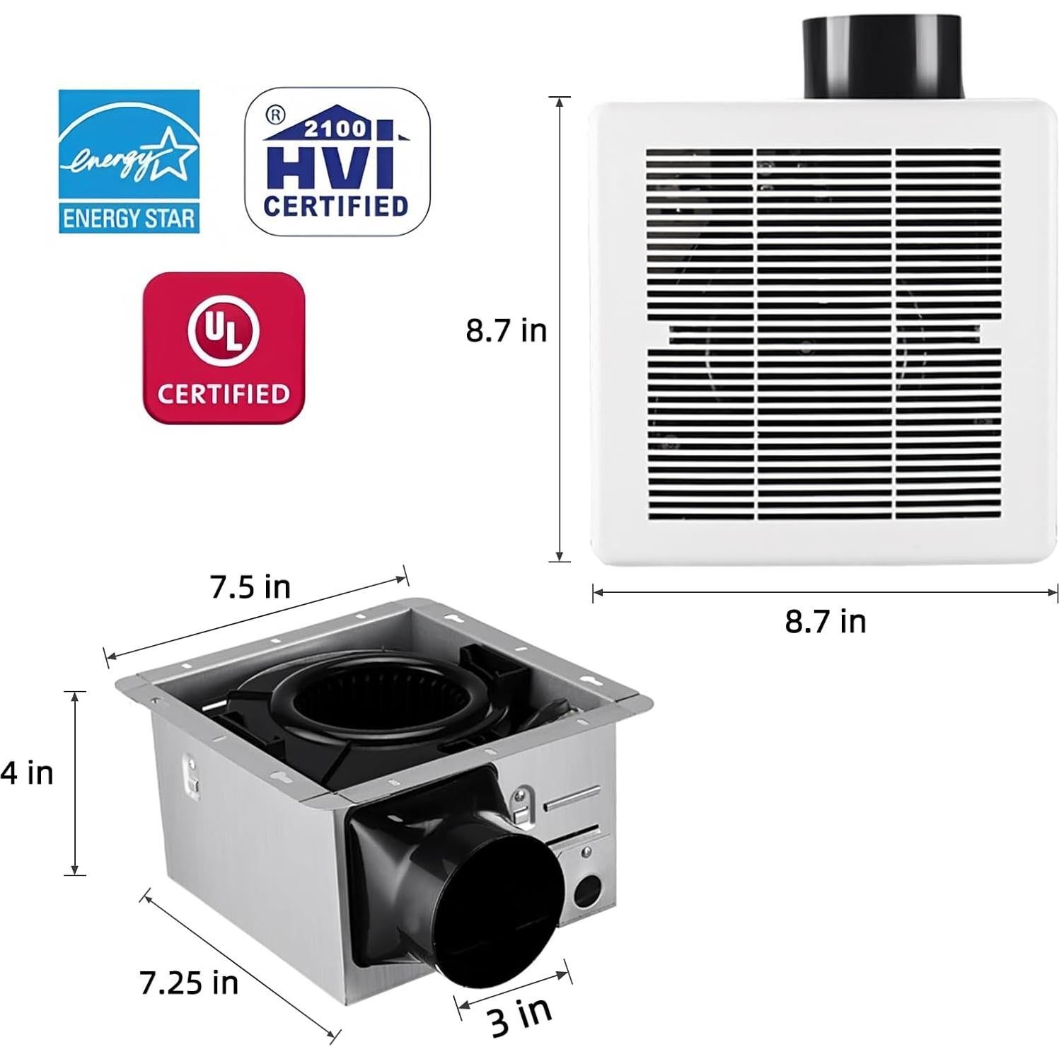 Ventilador Extractor de Baño VENTECHLATION 110CFM Silencioso