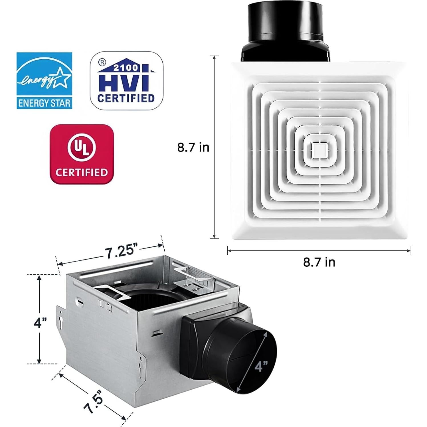Ventilador Extractor de Baño VENTECHLATION 80CFM 1.5Sone