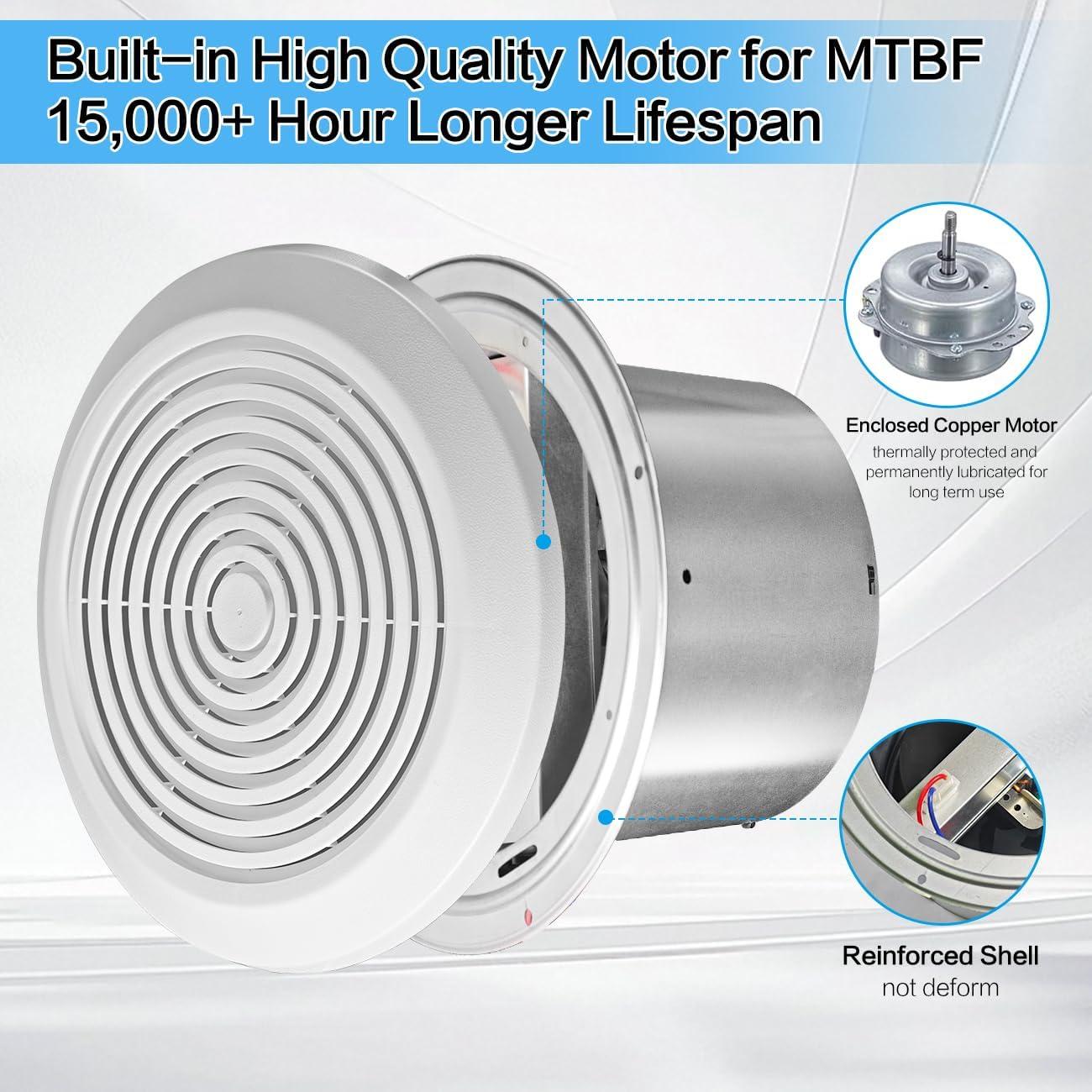 Ventilador Extractor de Baño Zeikiwe PQS-Z 7" 50 CFM Silencioso