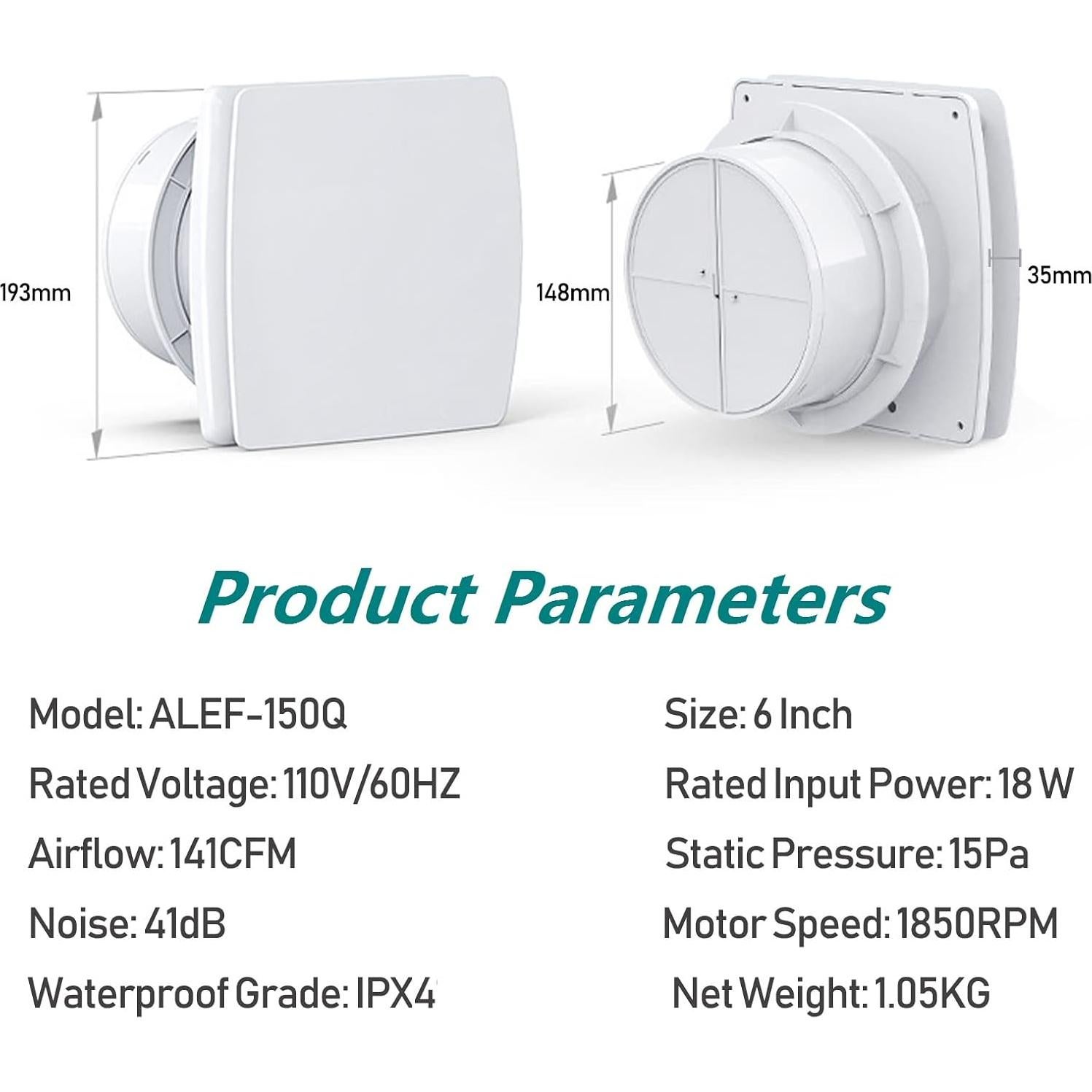 Ventilador Extractor de Baño Allvent 6" 141 CFM Blanco