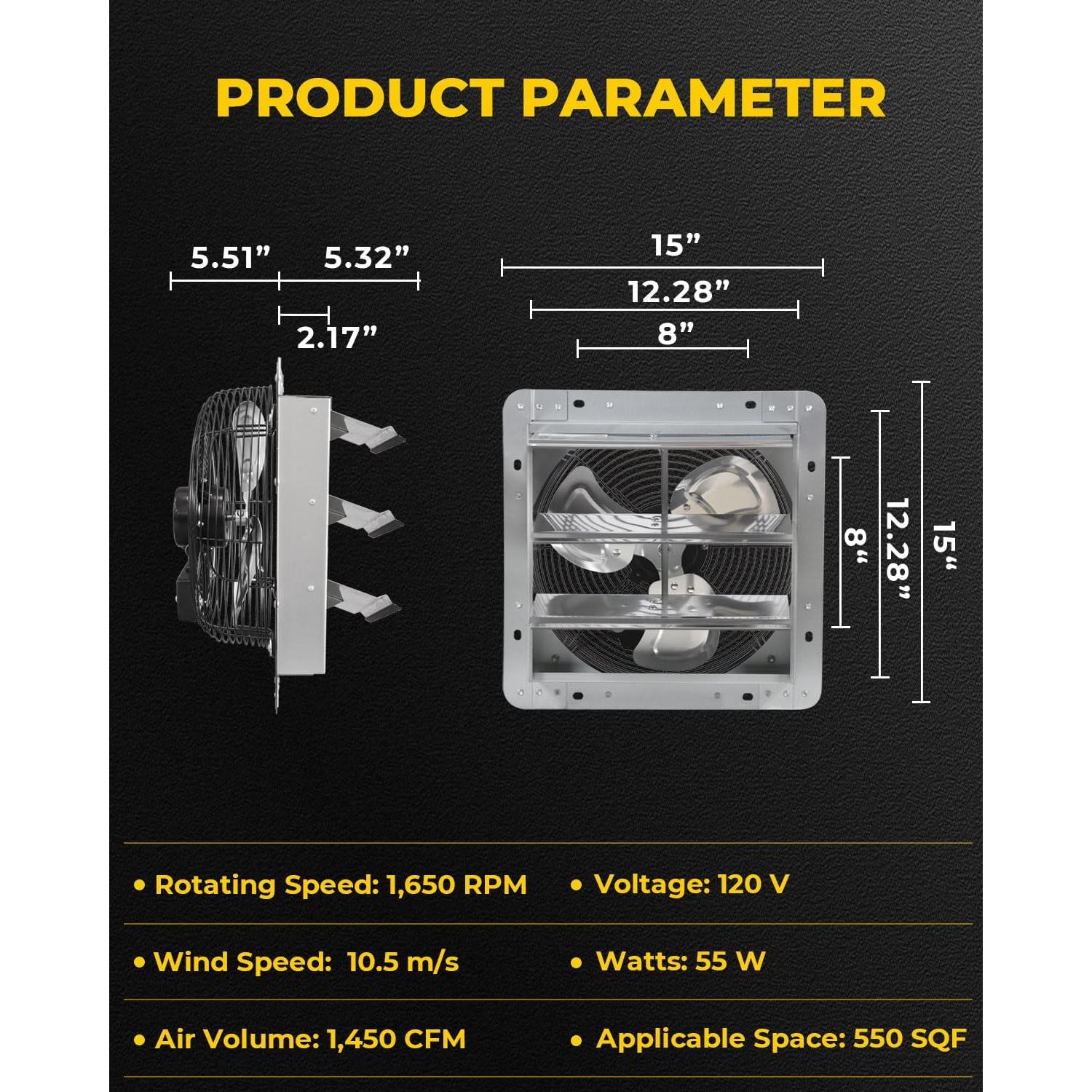 Ventilador de Escape VENTISOL 30.48 cm con Persiana 1450 CFM