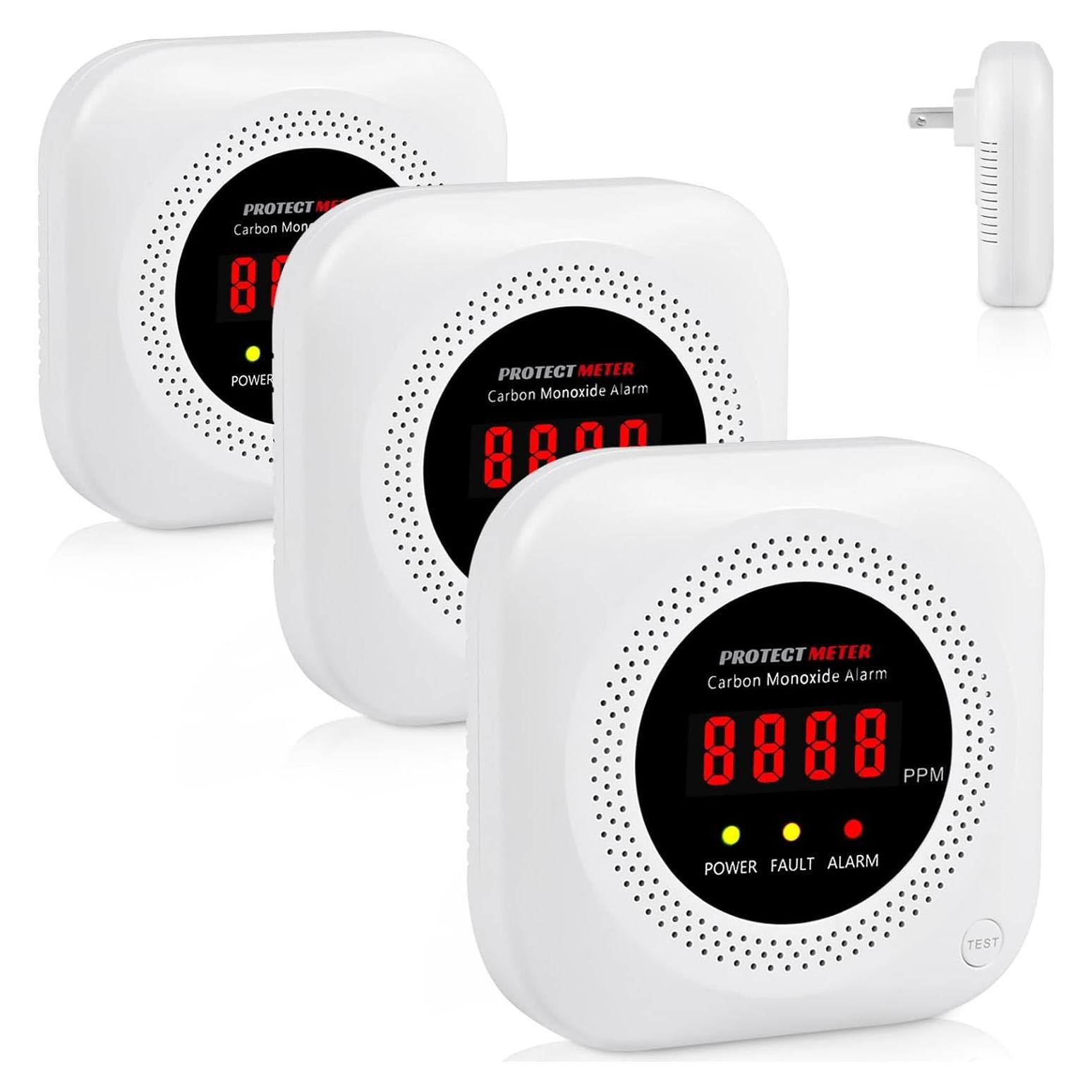 Detector de Monóxido de Carbono Enchufable PROTECTMETER YC302 - Paquete de 3