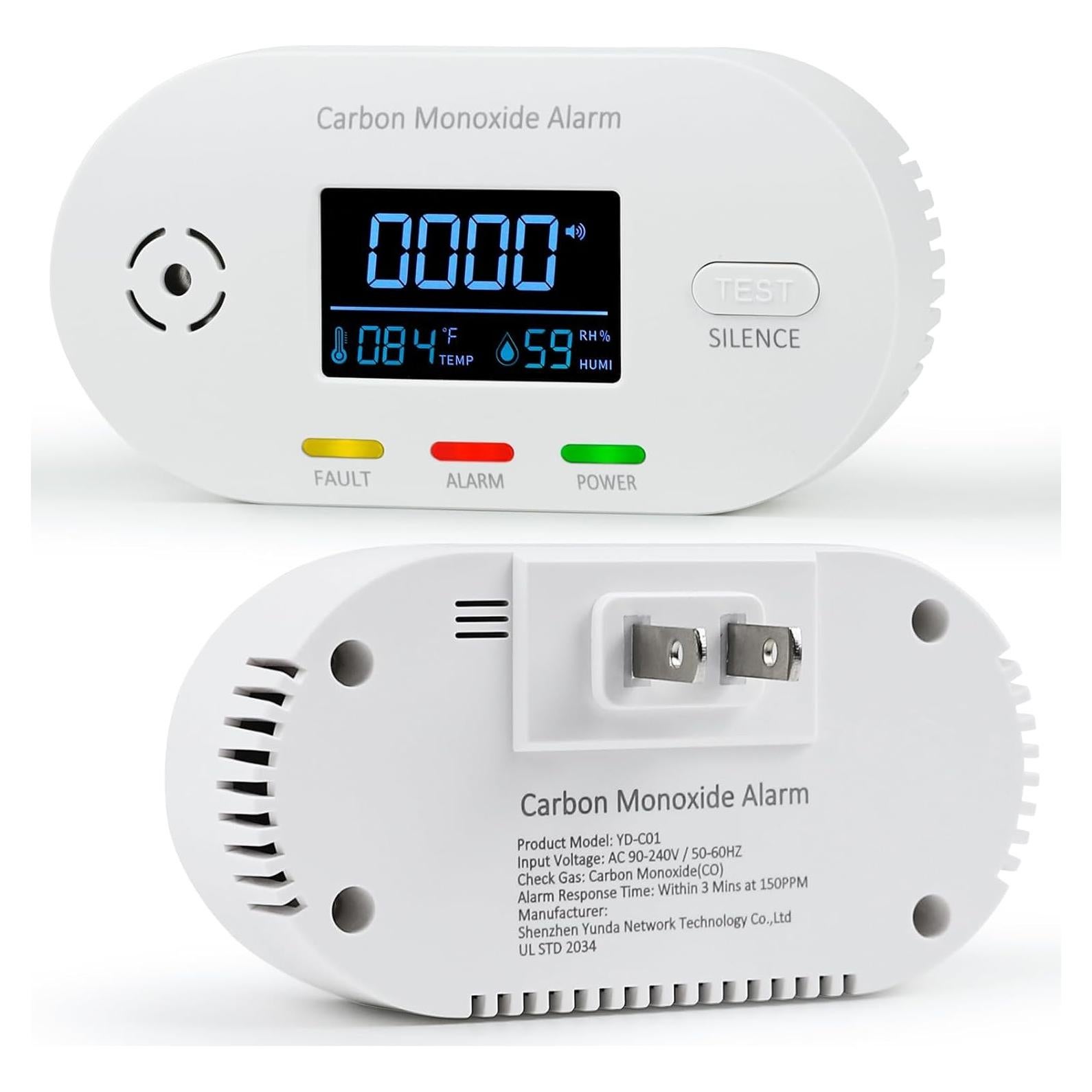 Detector de Monóxido de Carbono BTYEEUYI 3 en 1 con Pantalla LCD