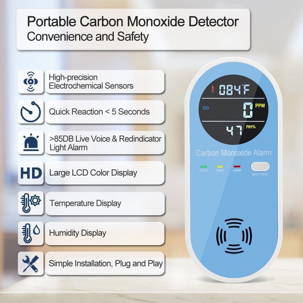 Detector de Monóxido de Carbono Enchufable KH Alert 3 en 1