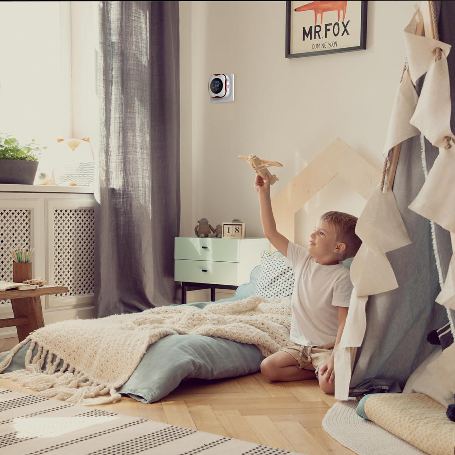 Detector de Monóxido de Carbono TEYUAN 3 en 1 con Pantalla LCD