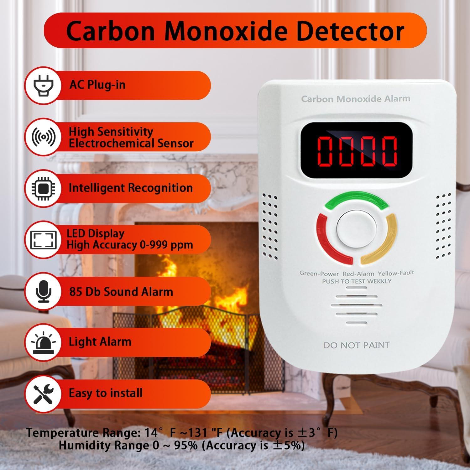 Detector de Monóxido de Carbono Enchufable WOOWME WJ-CO960 con Pantalla LED