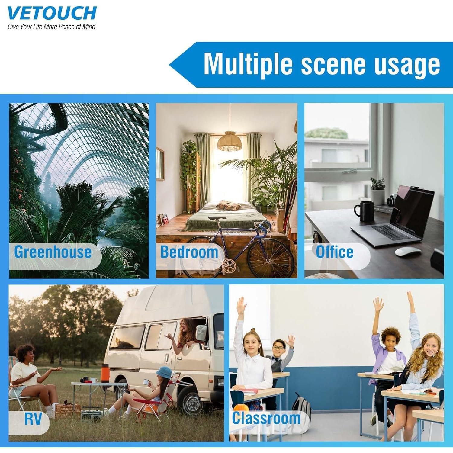 Detector de CO2 VETOUCH 3 en 1 con Alarma y Calibración