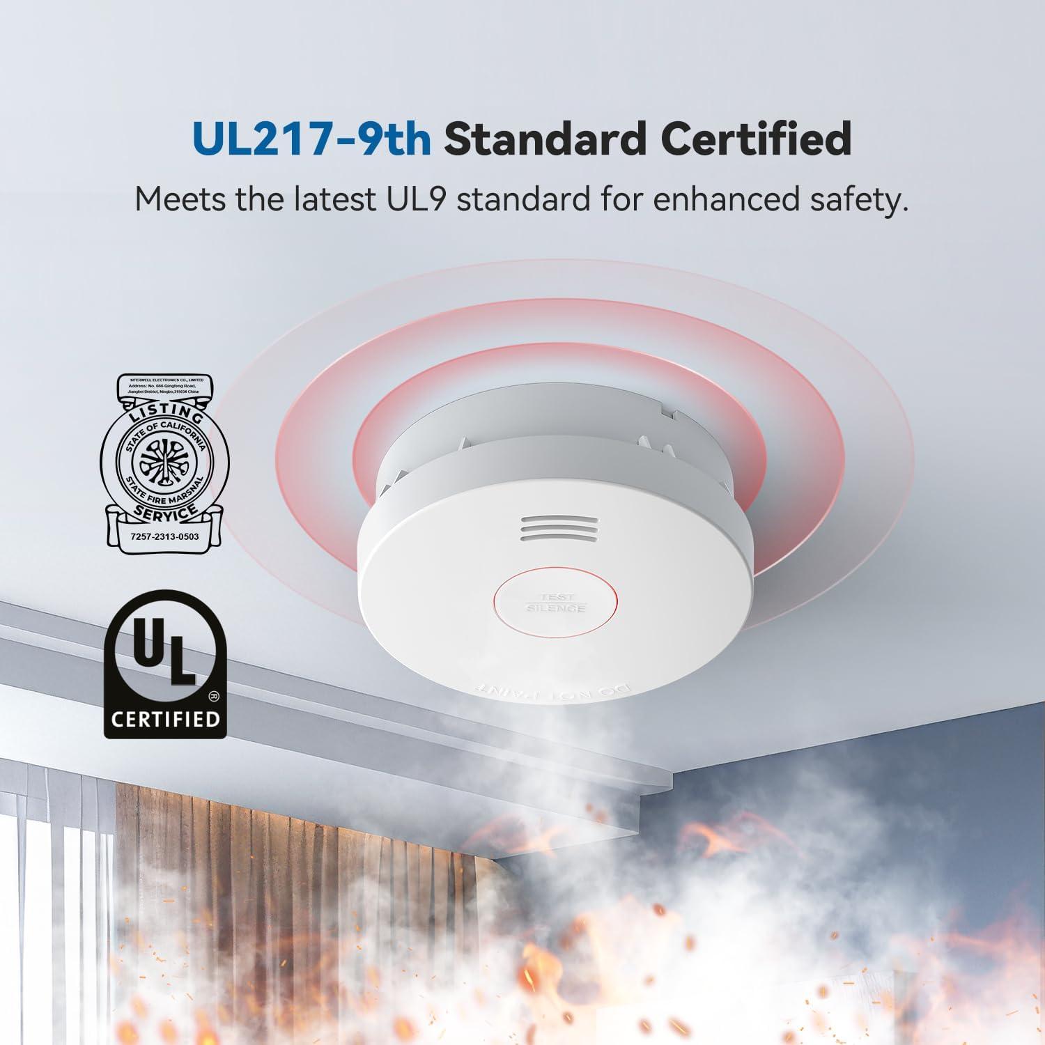 Detector de Humo SITERWELL GS525A 4 Paquetes Batería 10 Años