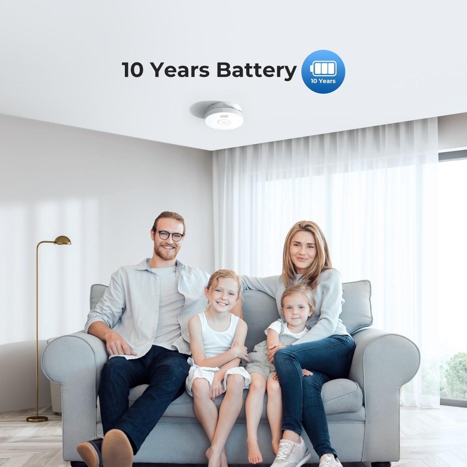 Detector de Humo SITERWELL GS525A 4 Paquetes Batería 10 Años