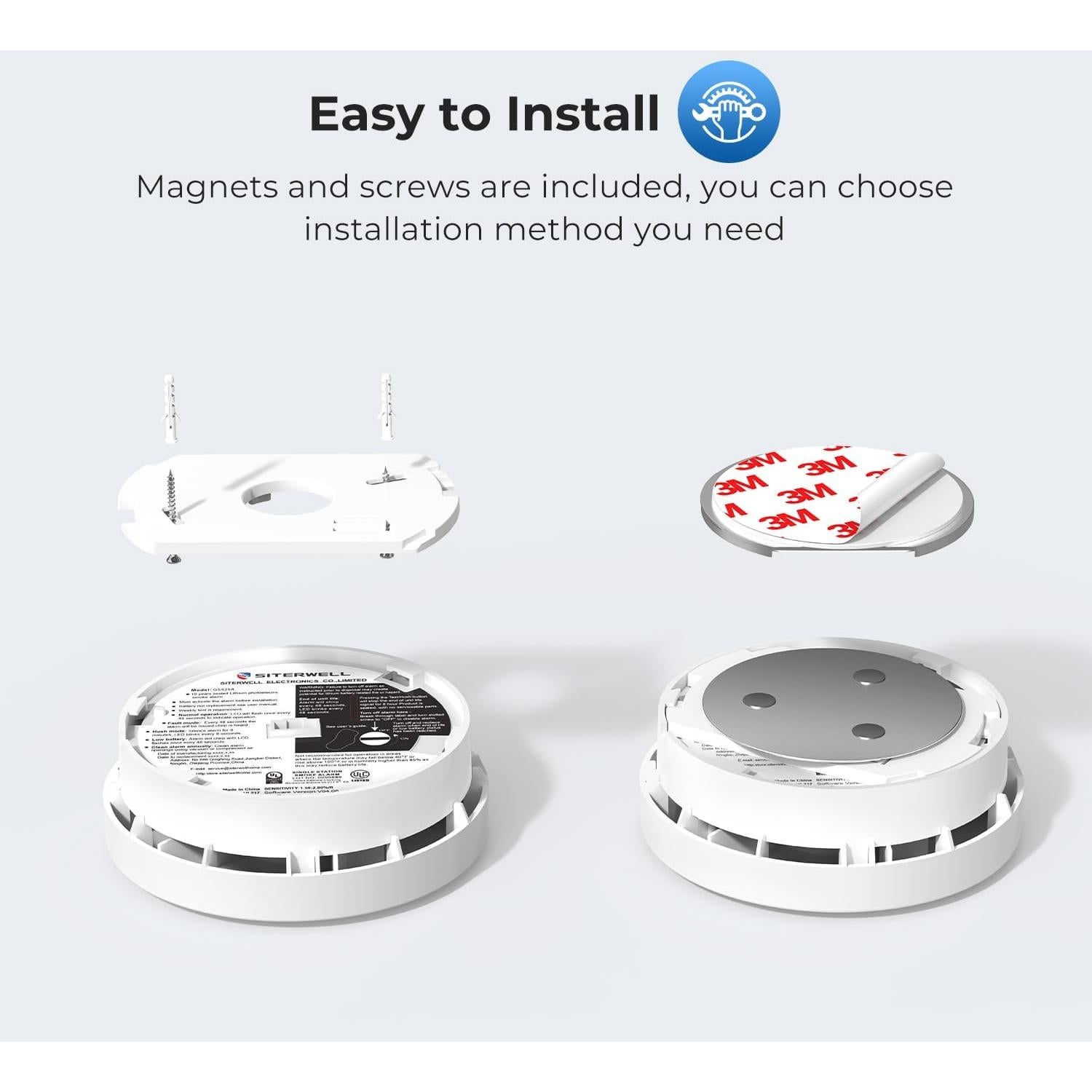 Detector de Humo SITERWELL GS525A 4 Paquetes Batería 10 Años