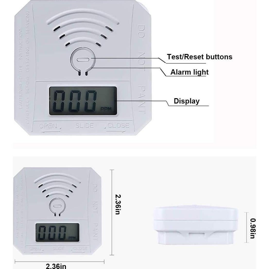 Detector de Monóxido de Carbono YMDJL 2 Unidades con Alarma 85dB