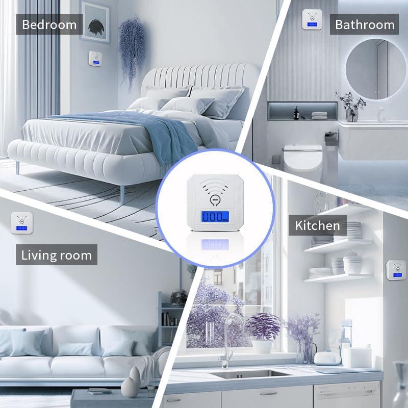 Detector de Monóxido de Carbono YMDJL 2 Unidades con Alarma 85dB