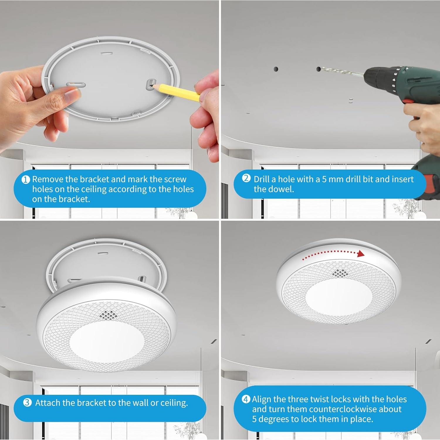 Detectores de Humo Runidur CS12 - Paquete de 3 Alarmas Fotoeléctricas