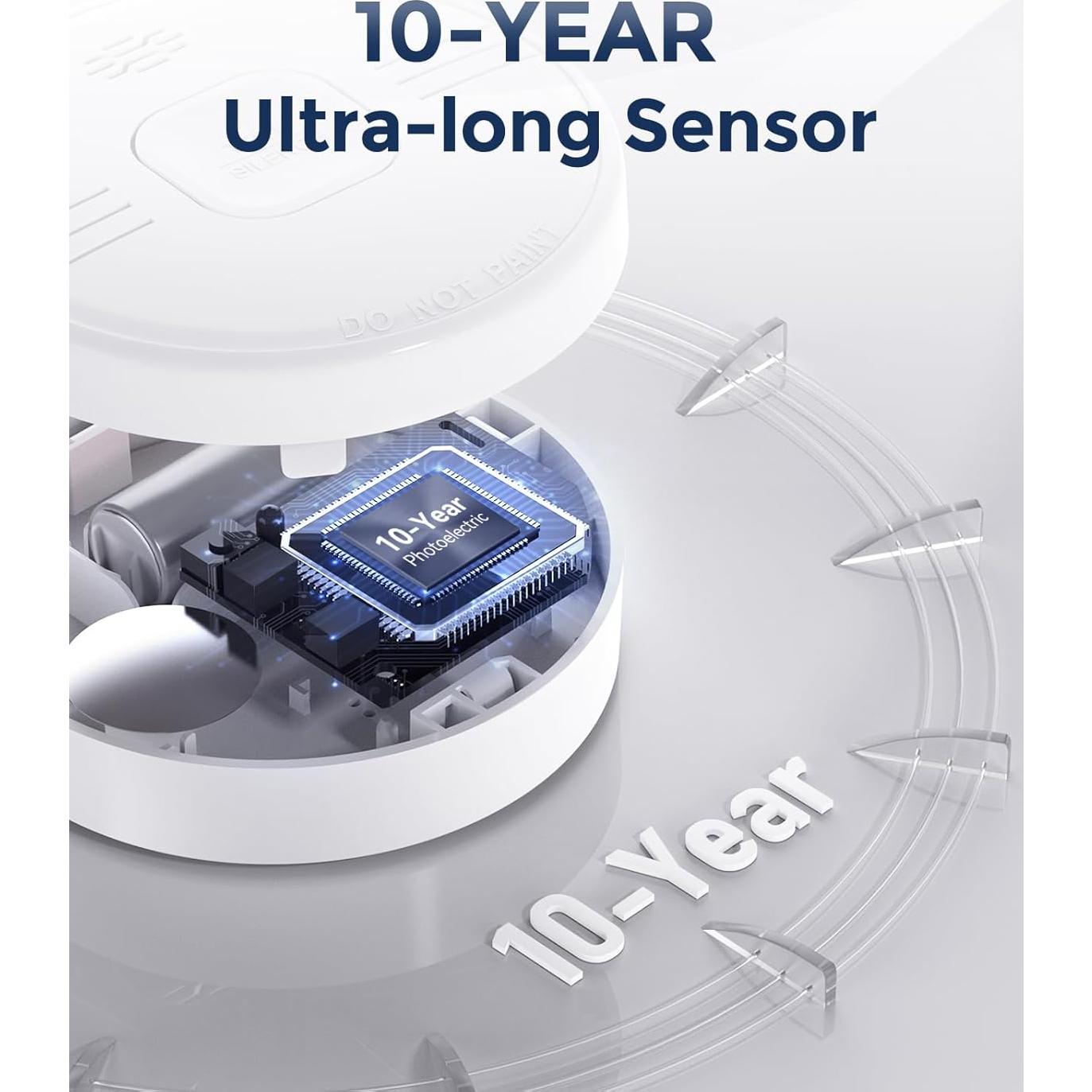 Detector de Humo Ecoey ZA208B con Batería de 10 Años - Paquete de 4