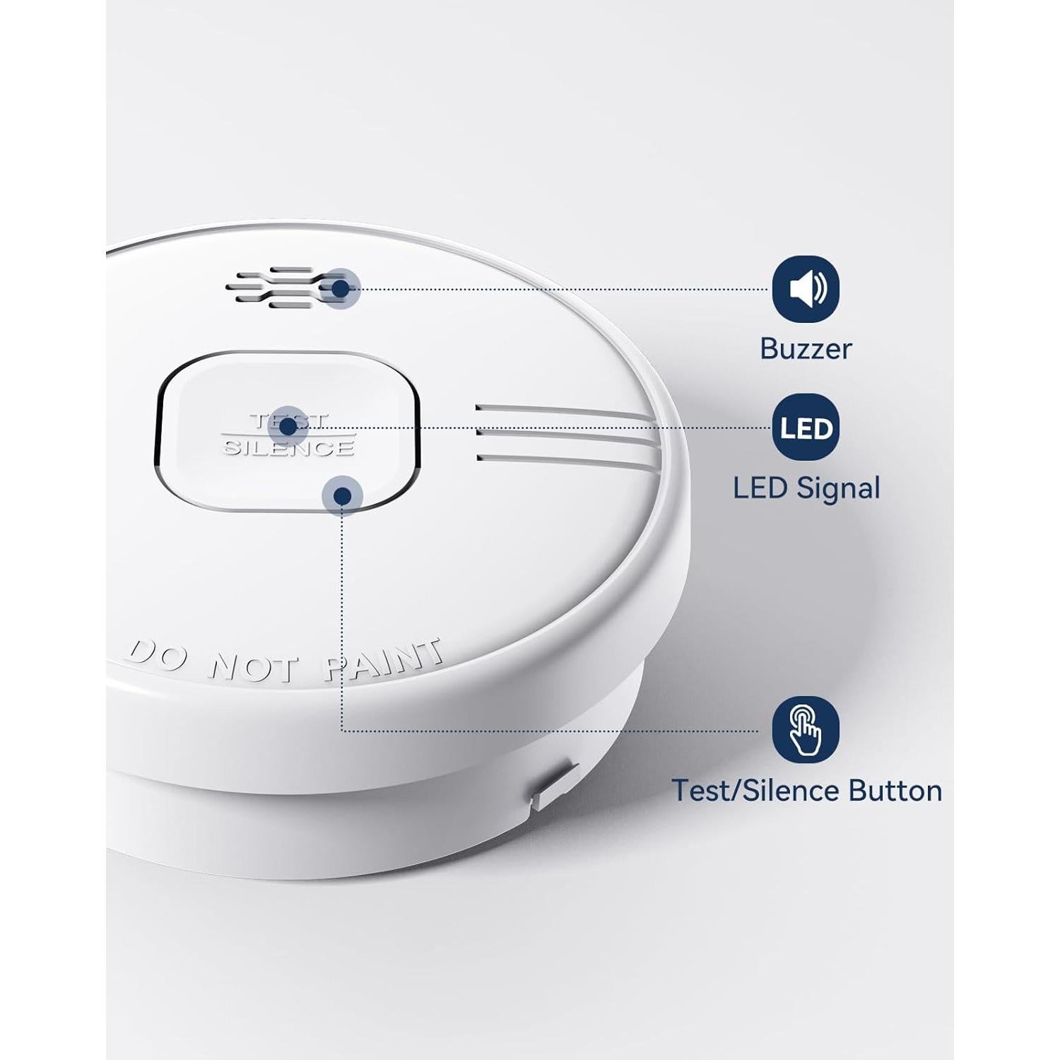 Detector de Humo Ecoey ZA208B con Batería de 10 Años - Paquete de 4