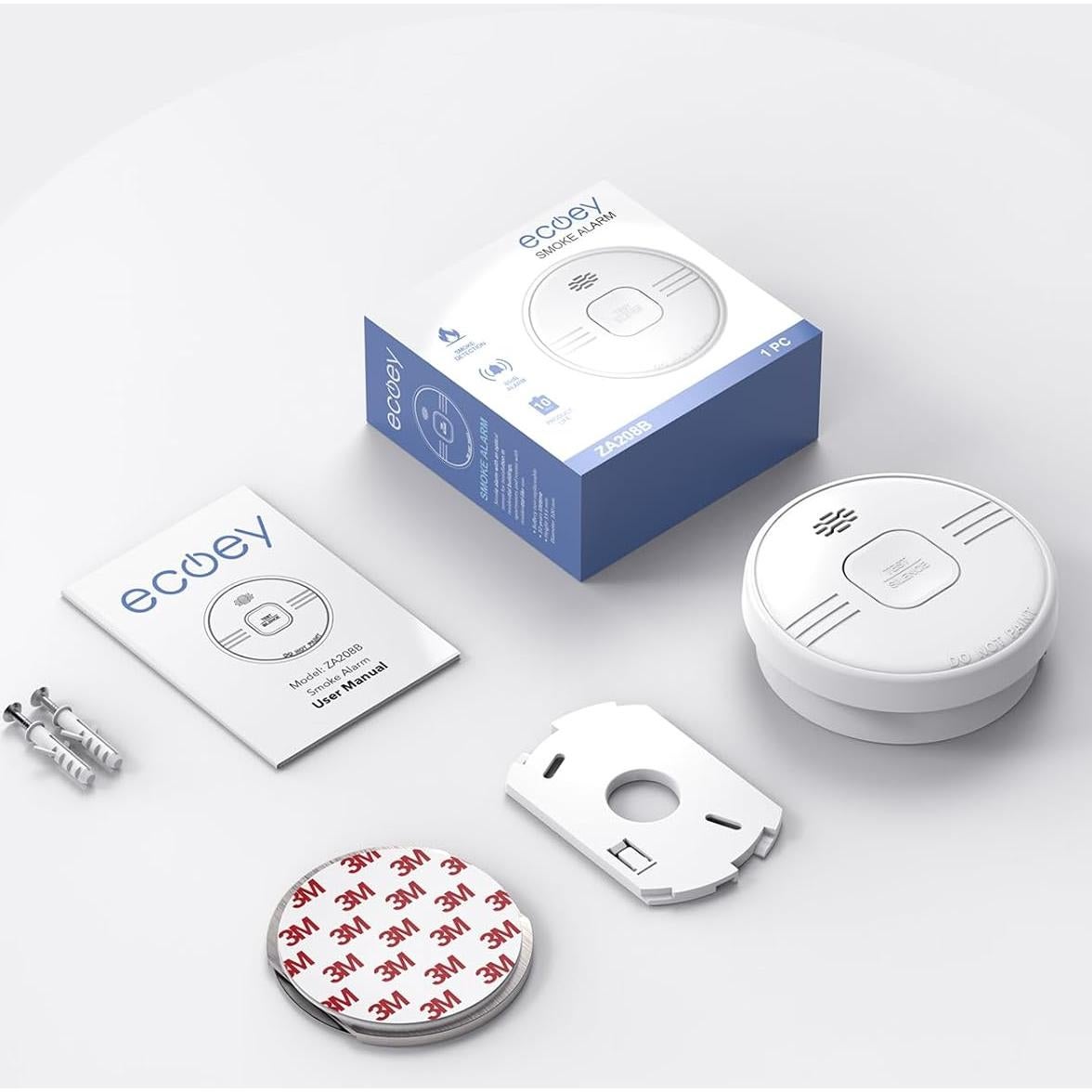 Detector de Humo Ecoey ZA208B con Batería de 10 Años - Paquete de 4